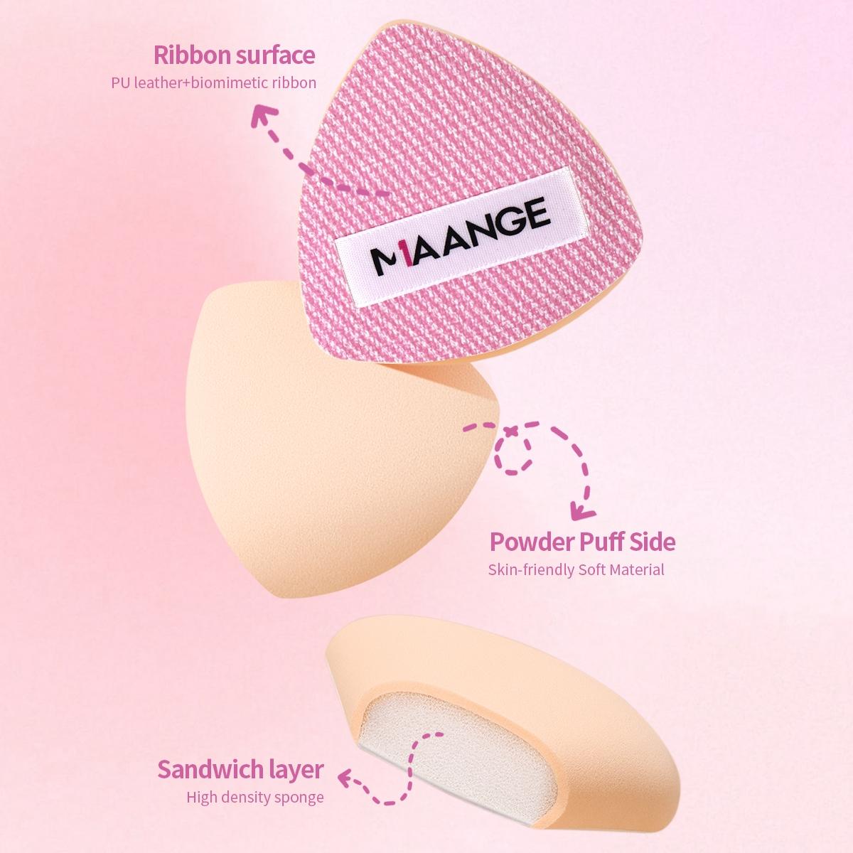 Maange Triangle Air Cushion Powder Puff with Storage Box, Makeup Sponge Applicator, Single Pack, Cosmetic Beauty Tool