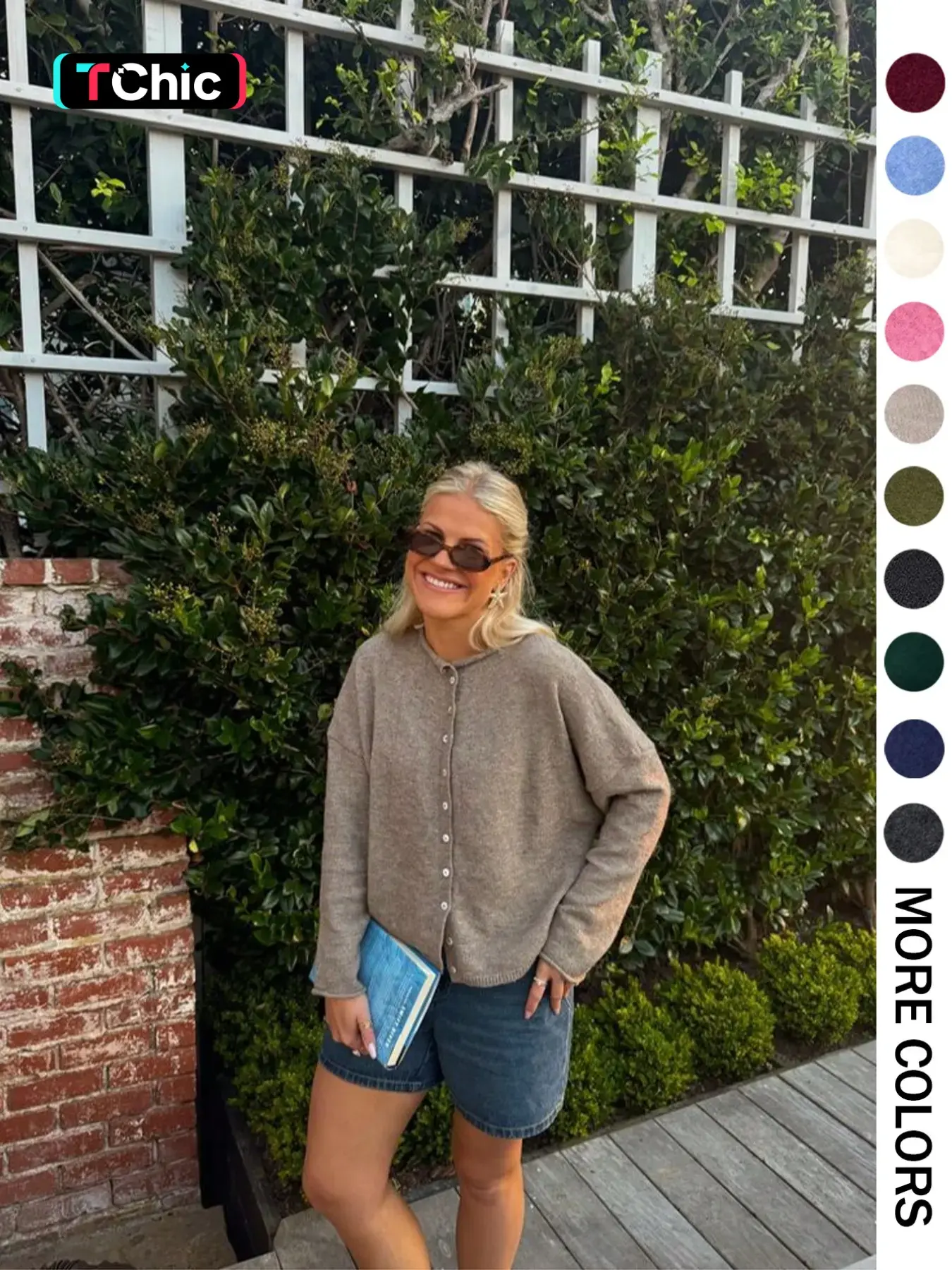 Women's Vintage Knit Cardigan with Rolled Hem, Simple Solid Color Sweater Jacket for Autumn and Winter Fashion, Stylish Casual Outerwear