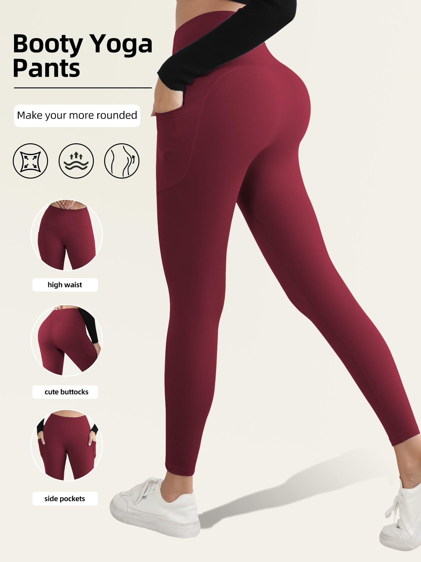 Women's High Waisted Yoga Leggings with Side Pockets, Comfortable Gym and Fitness Yoga Pants, Fashion Sportswear for All Seasons, Gym Sportswear Bottoms