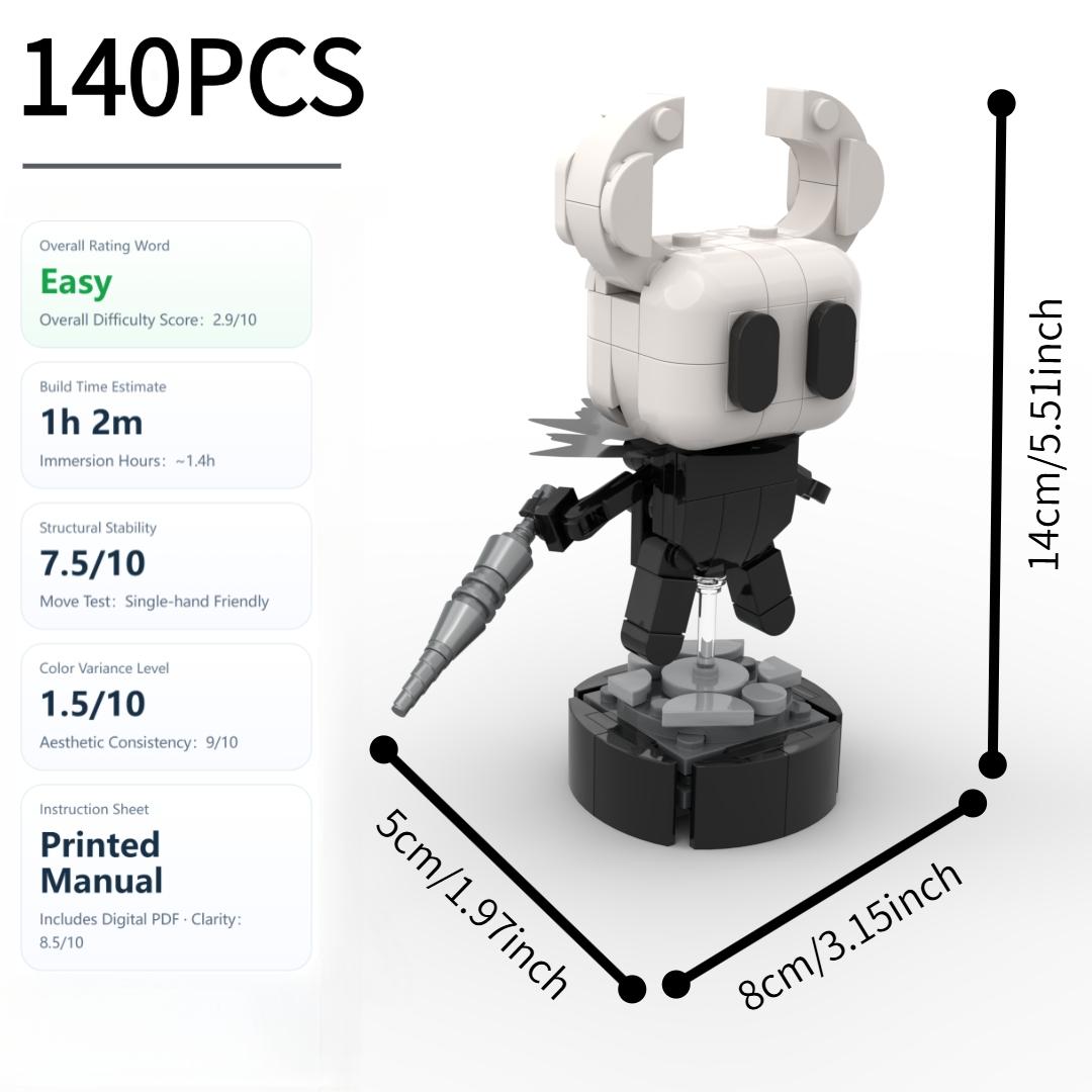 140PCS Cloaked Knight Building Blocks Set, DIY Building Brick Toy, ABS Plastic Warrior Character Model with Scenic Display Base, Exquisite Collectible Display Figure, Includes Printed and Digital Instructions, Birthday Gift for Kids and Adults
