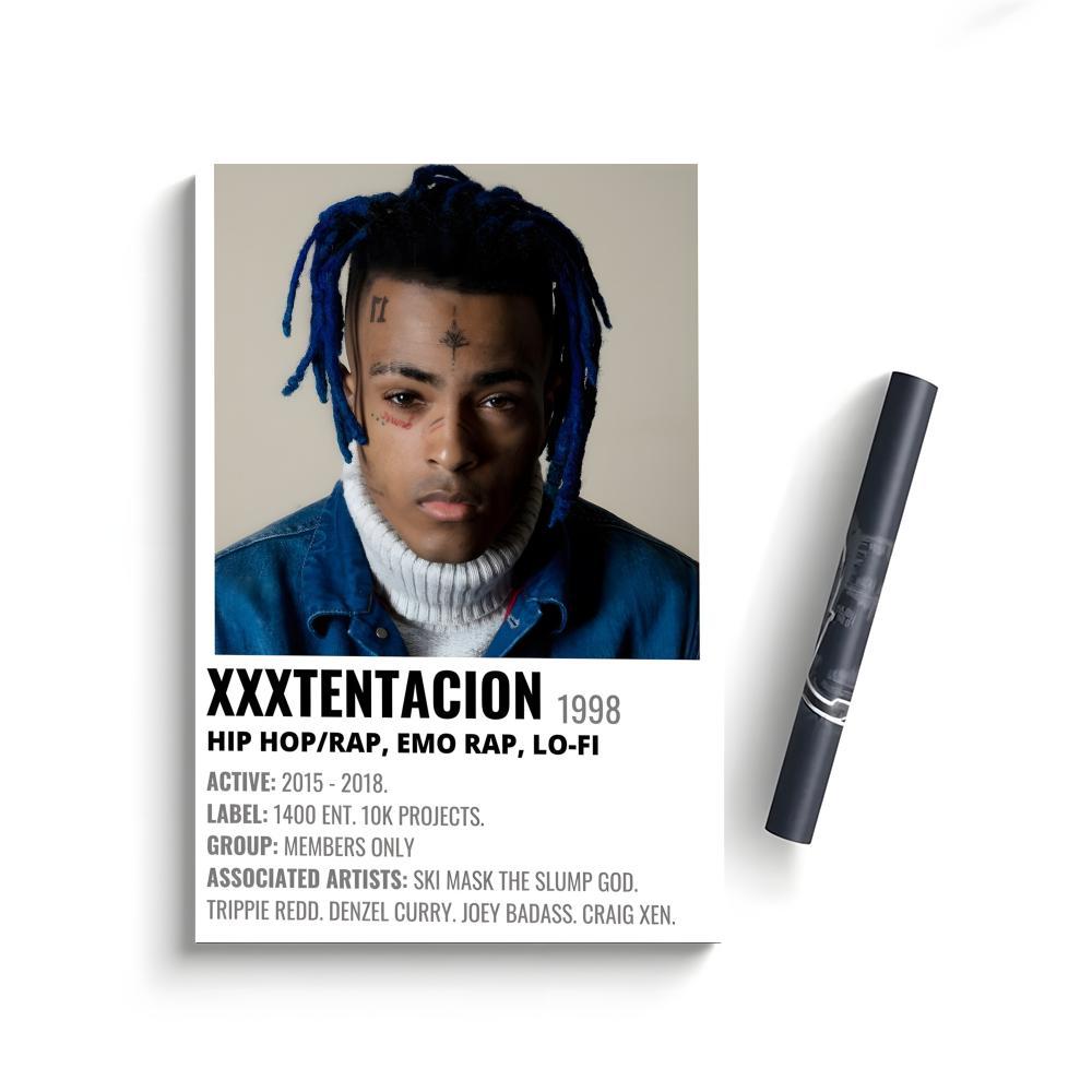 XXX-Tentacion Rock Rapper Music Albums Cover Skins Poster Self-Adhesive Waterproof Art Sticker, Aesthetic Minimalist Wall Poster for Coffee Shop, Bar & Home Room Decor