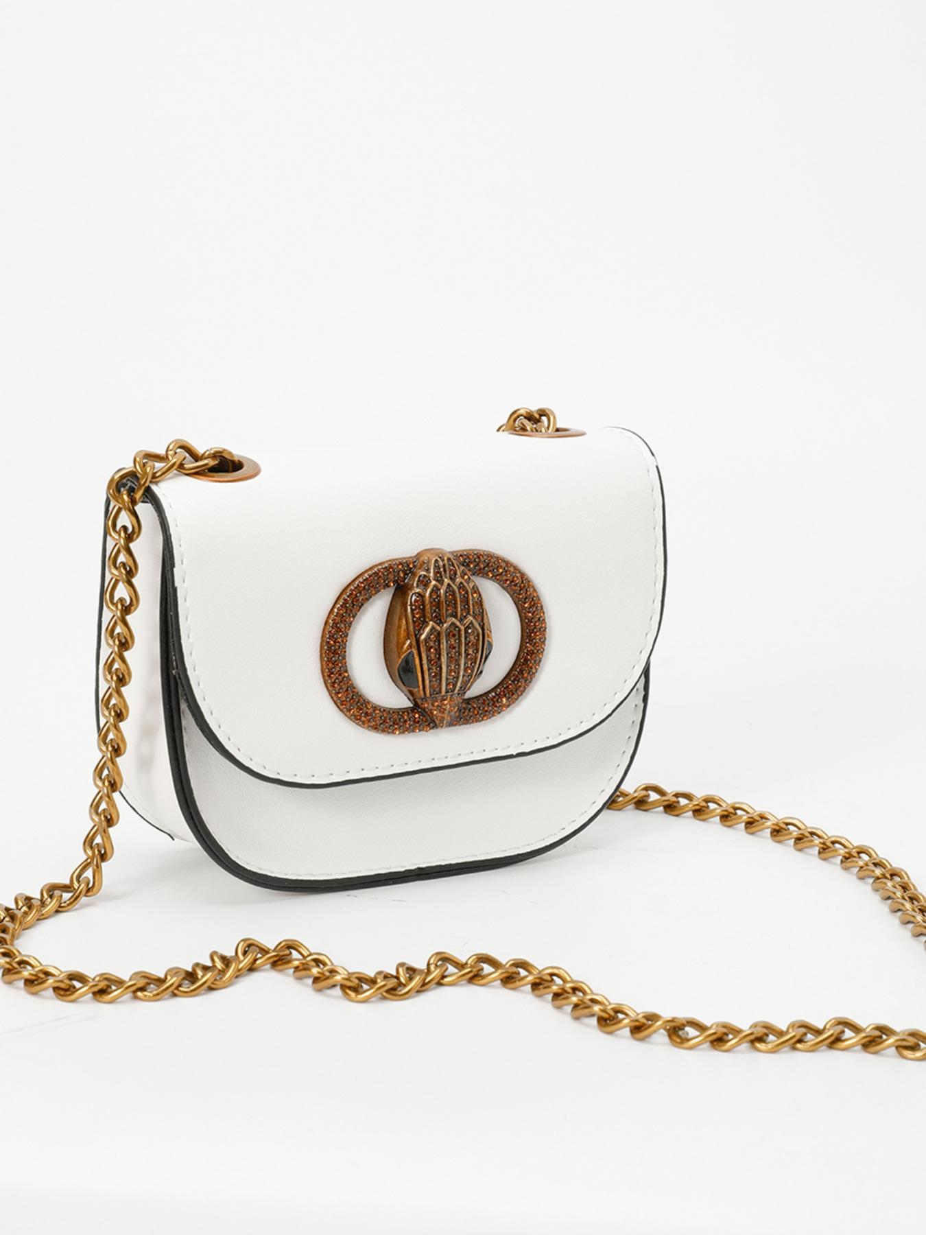 New Mini Chain Bag, Solid Color Flap Closure, Half Round Crossbody Bag, High-End Single Shoulder Fashion, Trendy Luxurious Handbag, Crescent Bag, Lightweight Crossbody Bag