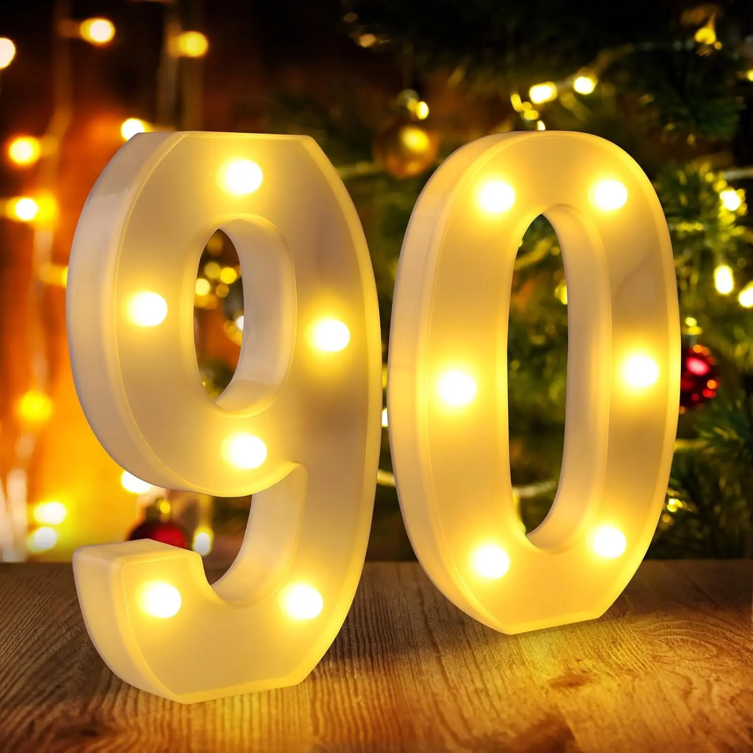 90th Birthday Decorations for Women Men, Happy 90 Birthday Table Centerpieces Decor, 90 Light Up LED Numbers Sign for Party Backdrop Wall Wedding Anniversary Home Decor