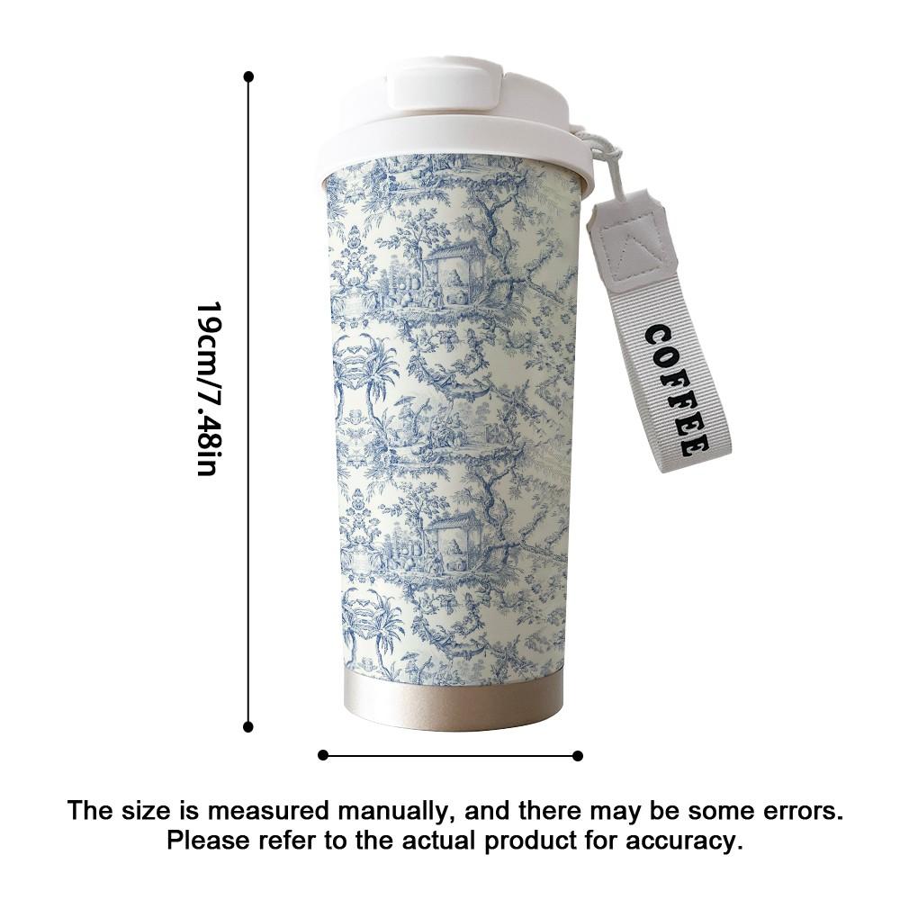 Abstract Oil Painting Blue Vine Texture Coffee Cup, Portable Dual Drink Insulated Tumbler, Keeps Hot/cold, Office Travel Essential