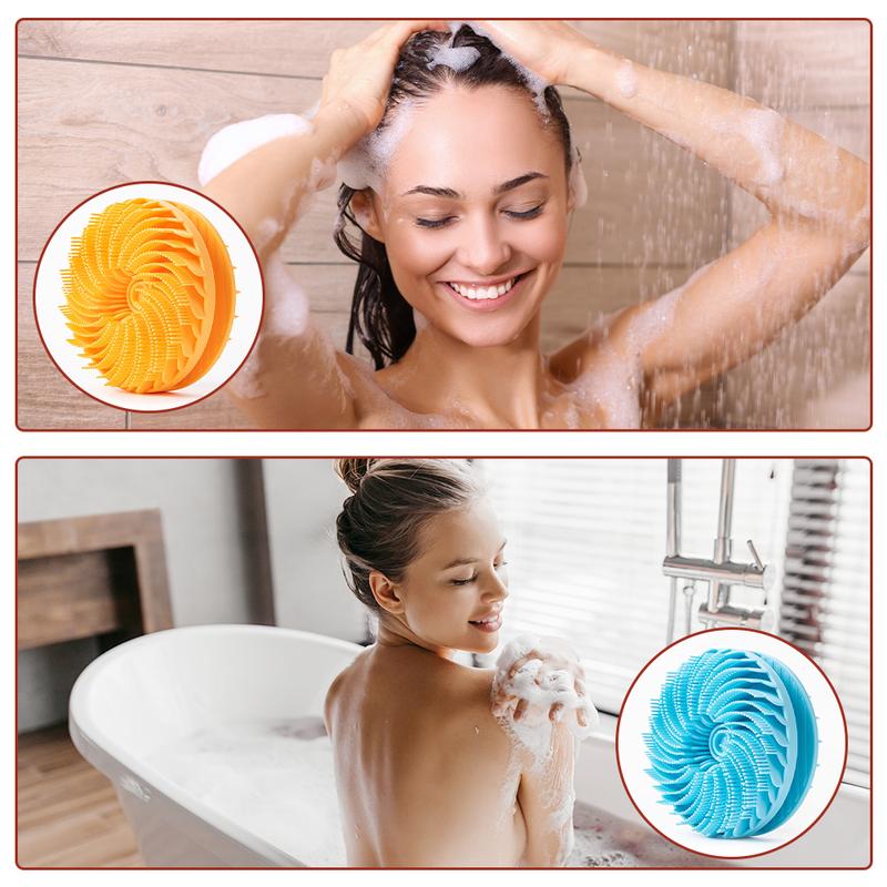 Upgrade 2 in 1 Whirlwind Bath and Shampoo Brush，Exfoliating Skin Silicone Scrubber，Foaming Deep Cleaning, Durable, for Skin body brush shower puff Reusable Bath Silicone Brush Bath Accessories