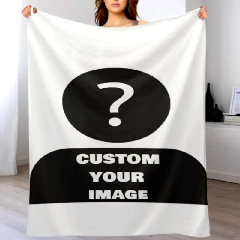 Custom Photo Flannel Fleece Blanket - Upload Photo, Plush Fluffy, Lightweight Cozy Home Throw for Bedroom Bed or Couch, Personalized Meme Prank Gift, Home Essentials
