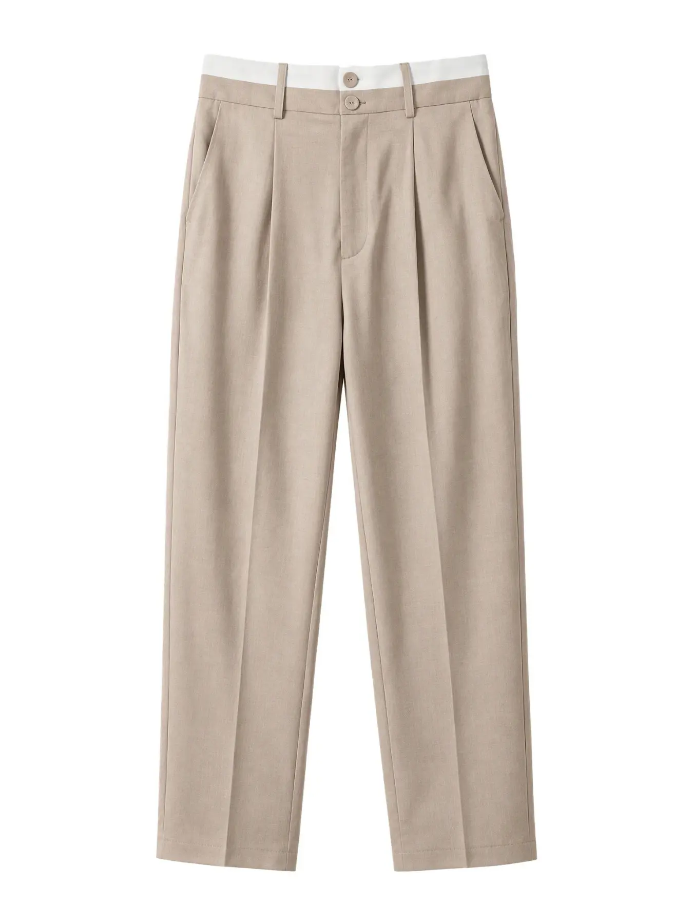 High-Waisted Straight Leg Women's Suit Pants, Contrast Belt, Wrinkle-Resistant, Office Wear, Formal, Casual & Minimalist Style