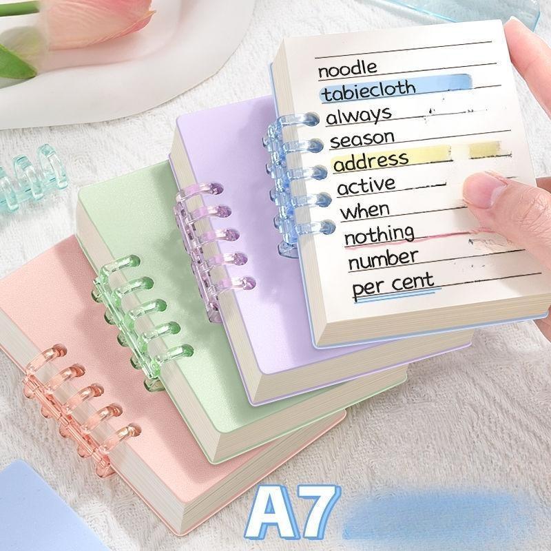 A7 Morandi Solid Color Notebook, 80 Sheets Per Book, Detachable Ring Binder, Replaceable Pages, Compact Pocket Size, Ideal for Notes and Plans
