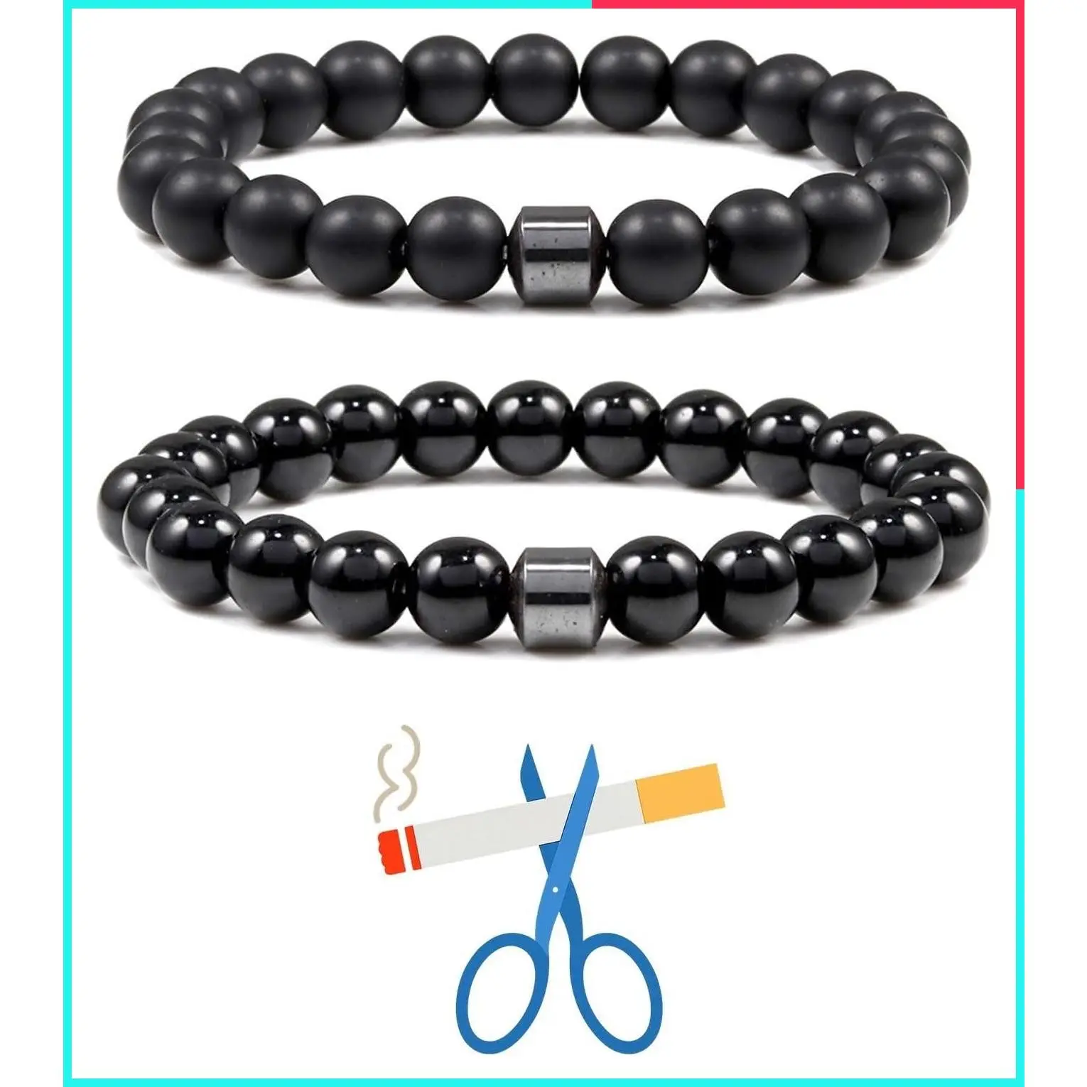 2 PCS Quit Smoking Bracelet for Men Women - Anti Smoking Acupressure Bracelets for Lymphatic Drainage, Lymph Nodes Support, Anxiety & Stress Relief Gifts