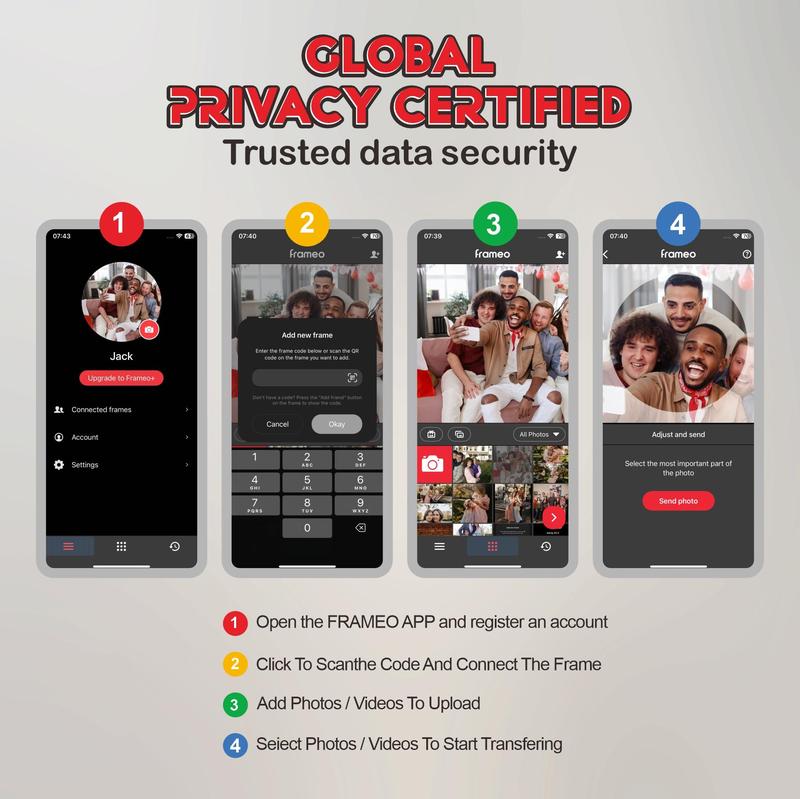 Ekoio Gift idea,10.1 Inch WiFi Digital Photo Frame with 1280 * 800P IPS Touch Screen ,Built-in 32GB Storage,Video Clips and Slide Show,Send Photos Instantly from Anywhere with via Free APP