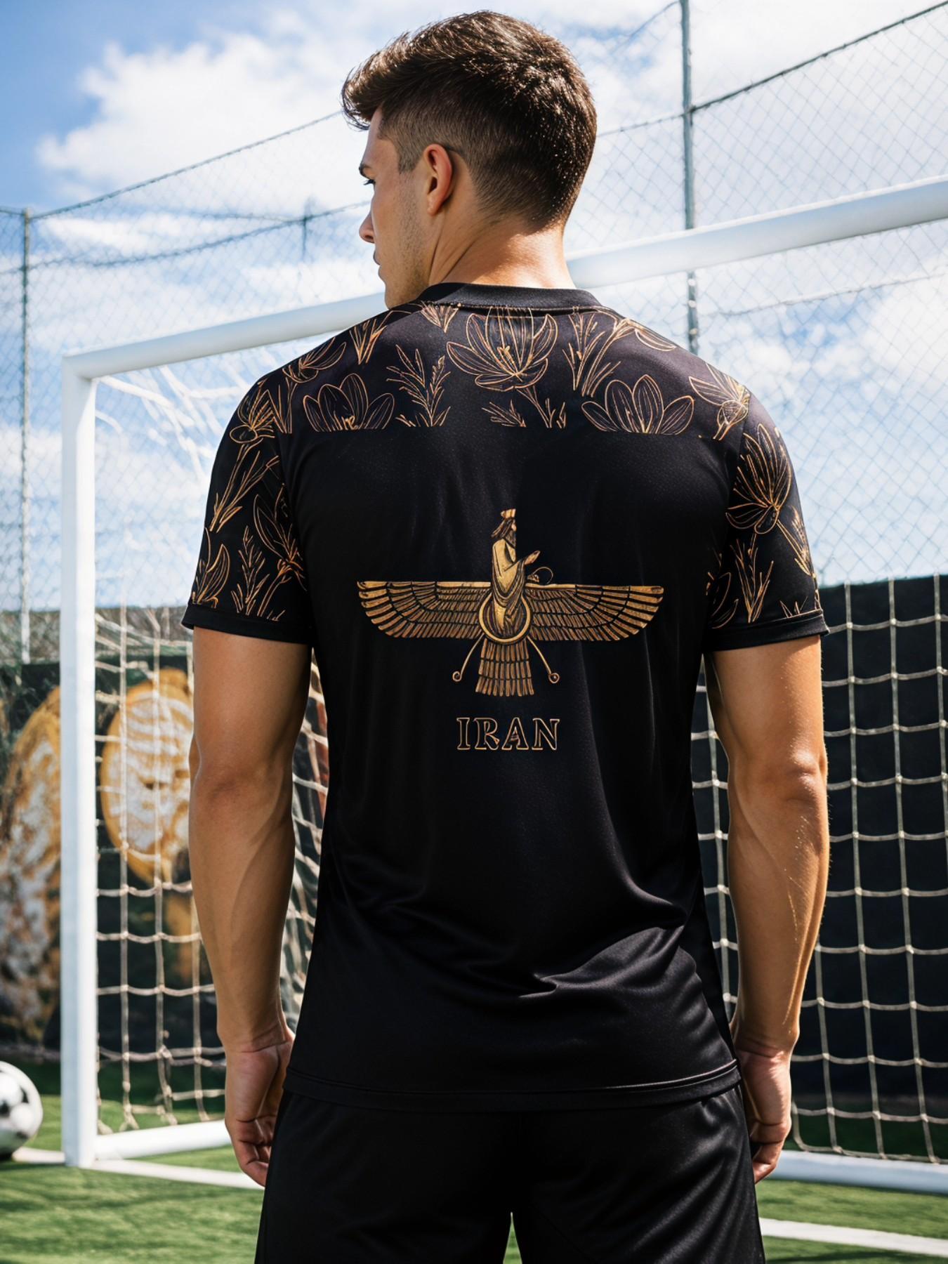 2026 Iran Soccer Jersey, Mesh Wah Bird Print, Quick-Dry Breathable Sportswear, Durable Training Tee for Fans
