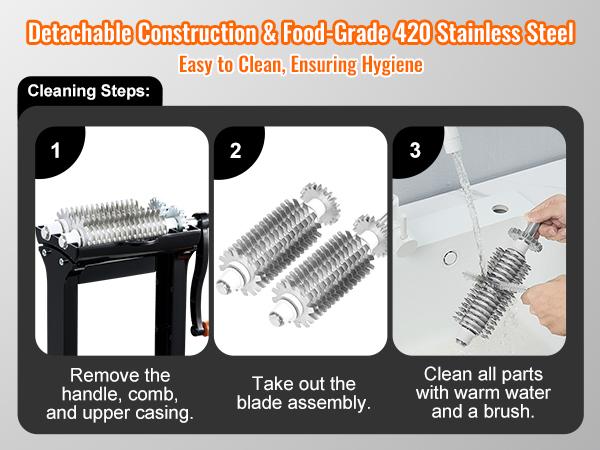 VEVOR Commercial Meat Tenderizer, Heavy Duty Stainless Steel Meat Tenderizer Machine, Quick and Easy Manual Operation Kitchen Tool, 5.8 Feed Port for Beef, Turkey, Chicken, Pork, Steak, and Fish