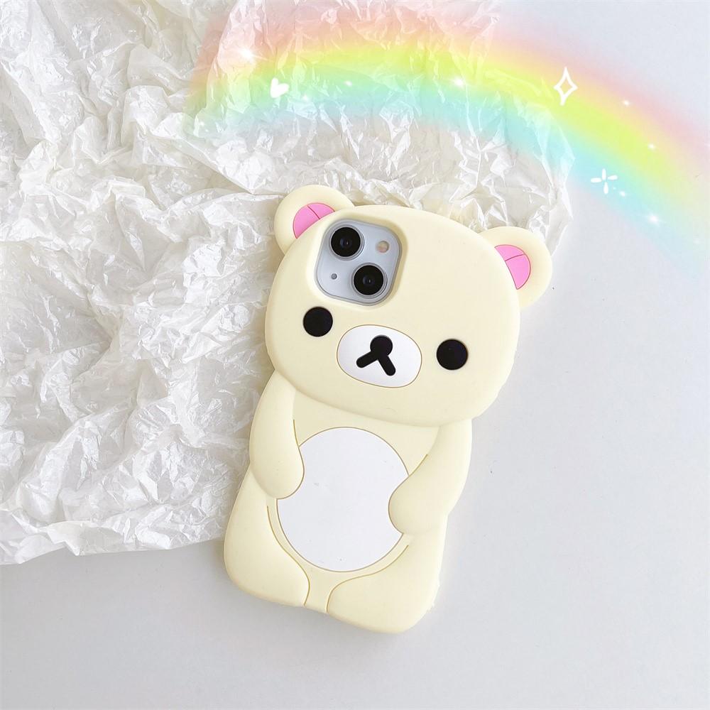 3D Rilakkuma Soft Silicone Protective Phone Case, Cute Cartoon Cover for iPhone 16/15/14/13/12/11 Pro, X, XS, XS Max, XR, 6/7/8 Plus, 4/4S, 5/5S and SE, Smartphone Casing