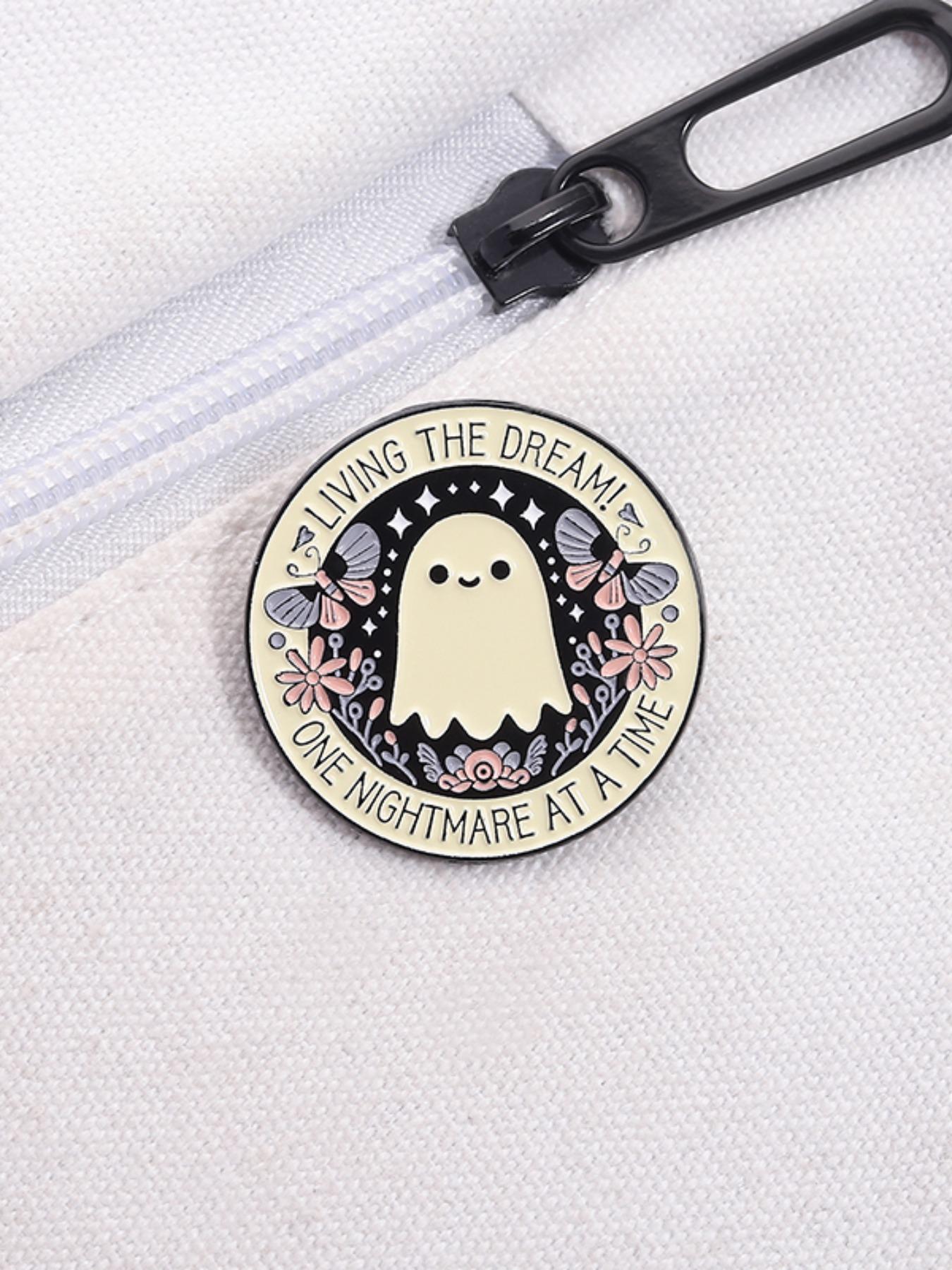 Cute Ghost Design Brooch, Round Cartoon Brooch for Jackets, Bags and Hats, Fashion Accessories for Women & Men, Durable Metal Pins, Flower Brooch Pin