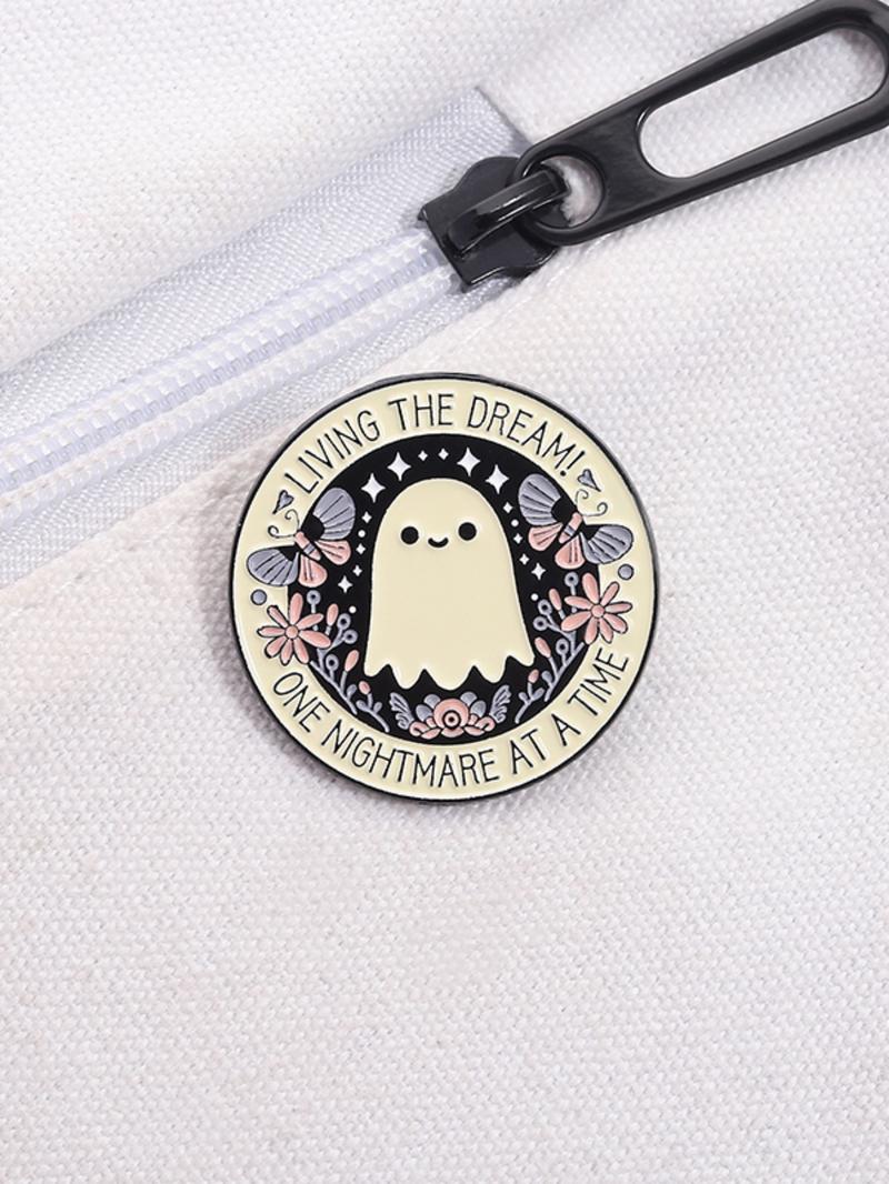 Cute Ghost Design Brooch, Round Cartoon Brooch for Jackets, Bags and Hats, Fashion Accessories for Women & Men, Durable Metal Pins, Flower Brooch Pin