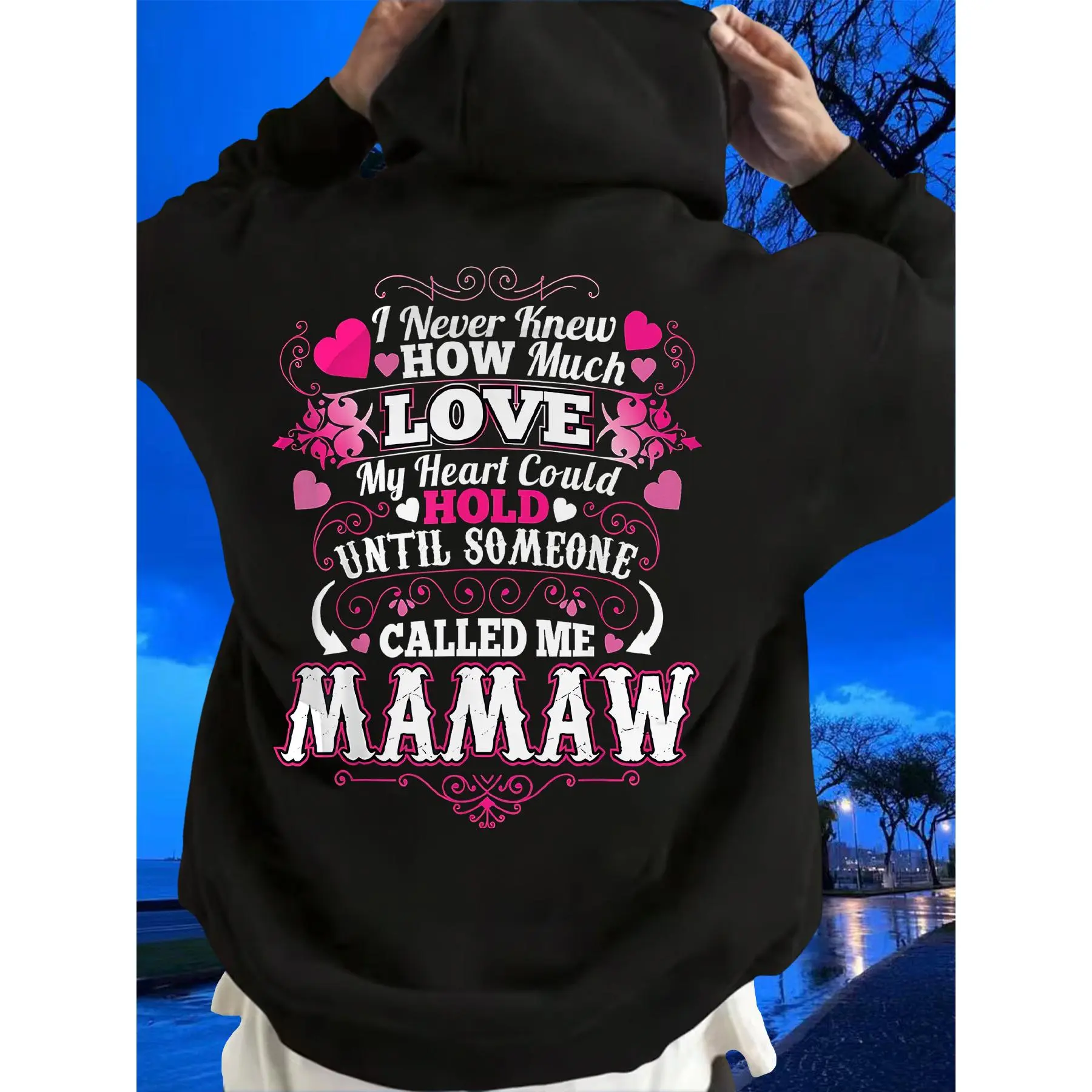 Mens & Womens My Moher Loves Being Called Mamaw Grandma Gif Wih Hear & Ma Geomeric Design Regular Spory Syle Cotton Hoodie