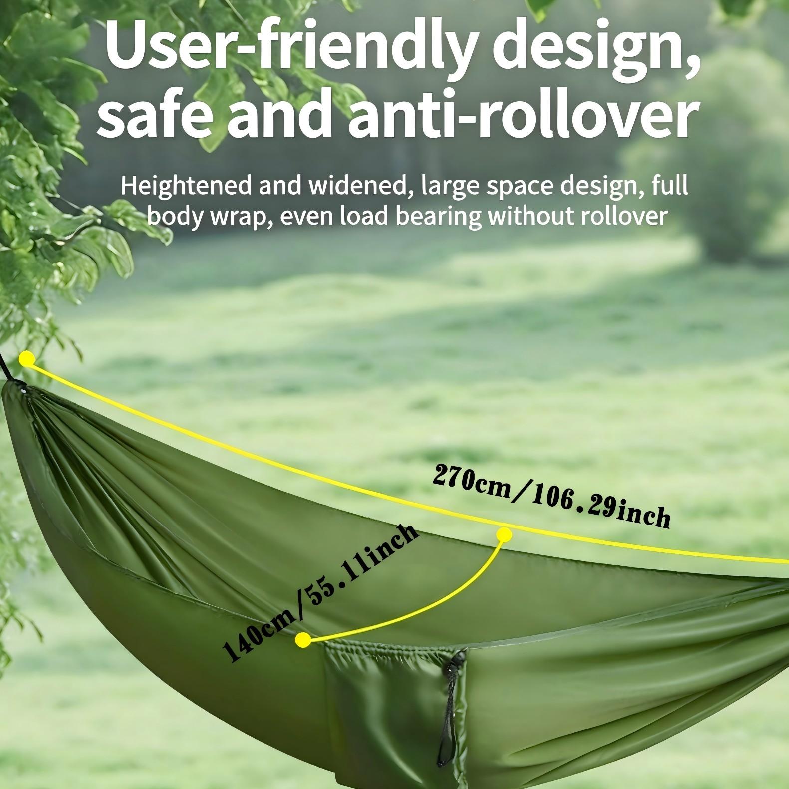Ultra-Light Portable Hammock (270cm X 140cm), Camping Outdoor Essential Gear, Anti-Tip Load Design, Quick-Dry Breathable Travel Hammock