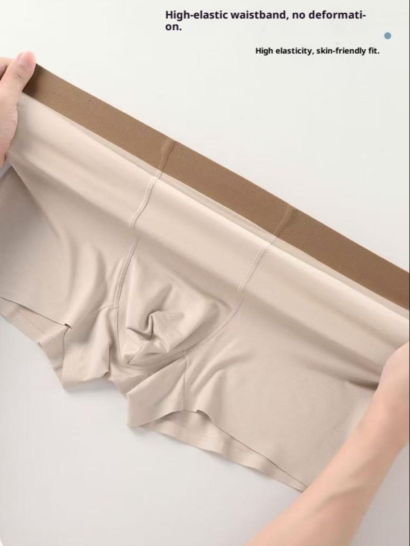 Men's Modal Underwear Minimalist Seamless Solid Thin Japanese Basic Silky Style Business Luxury Casual High Stretch No Chafing Breathable Antibacterial Quick-Drying Skin-Friendly No Ride-Up No Stuffiness for Big Guys Office Workers Gym 3/5/7 Packs