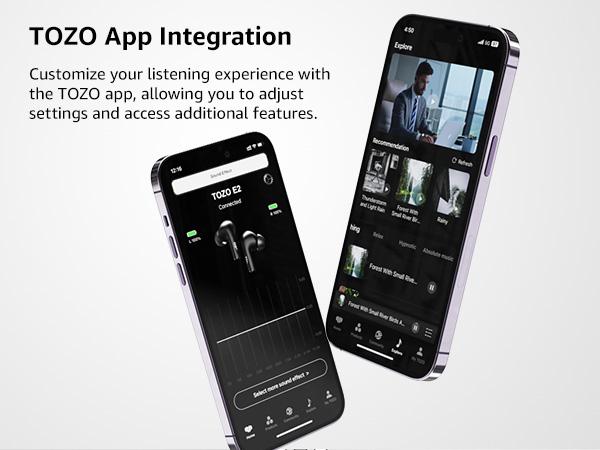 TOZO E2 Wireless Earbuds with Call Noise Cancellation, App Customize 32 EQs, 10mm Drivers with Powerful Bass, 30H Playtime, 2 Mics for Clear Calls, Bluetooth 5.3 Headphones, Comfort Fit in-Ear Headset FathersDayGift Audio Charging Electronic Chargeable