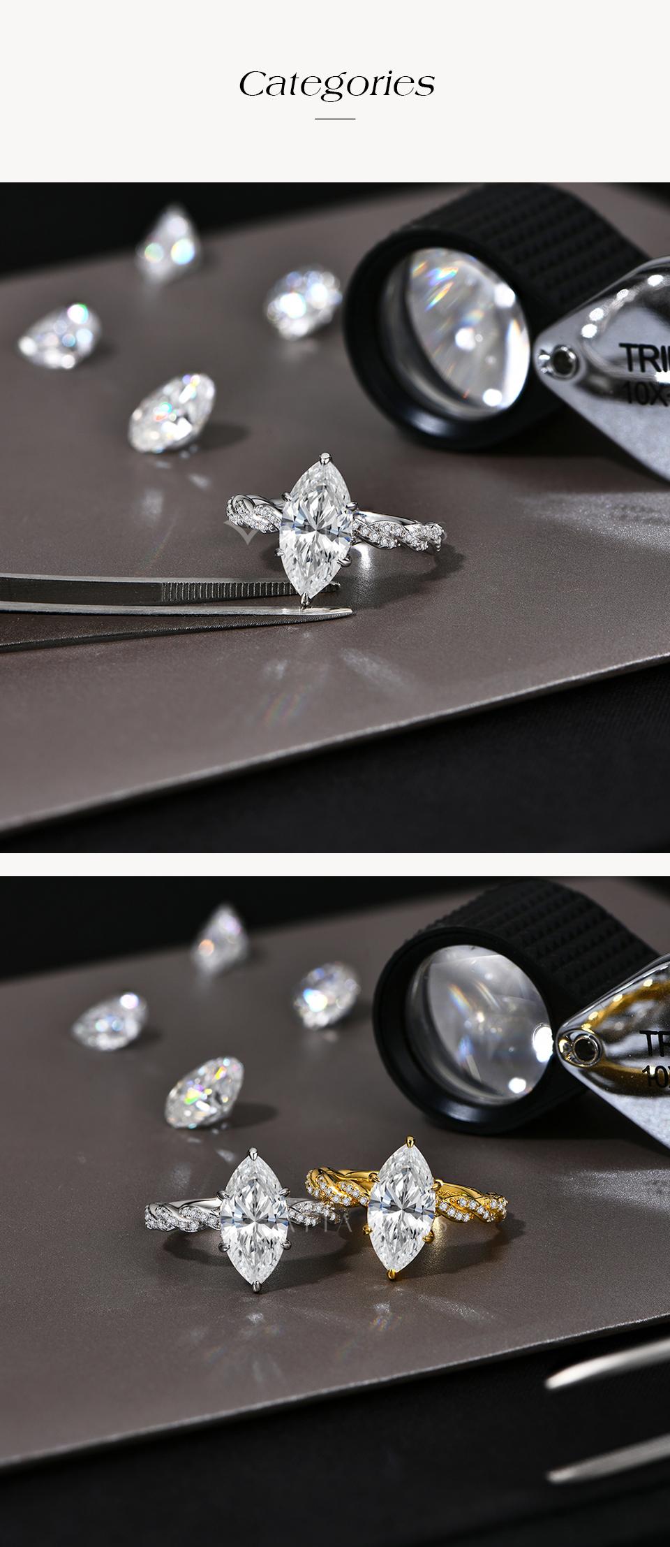 Gorgeous 3CT Marquise Shape  D Color VVS1 Synthetic Moissanite Ring  for Women 925 Sterling Silver Anniversary Party Gift R196 SpringStatements