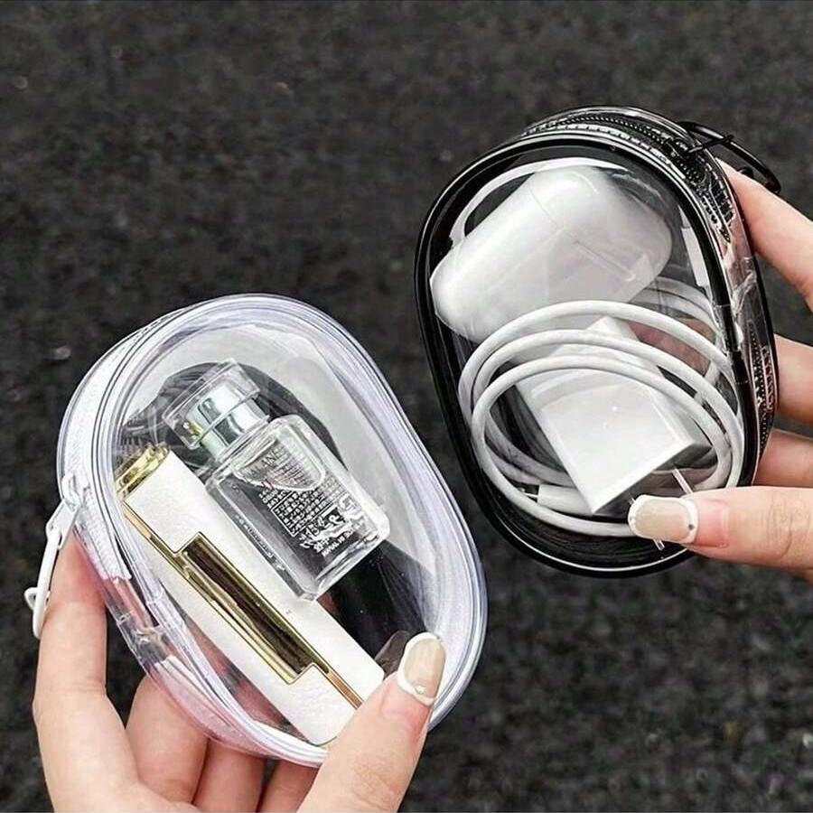 Transparent Multi-Purpose Data Cable Storage Bag, Portable Hook Design for Headphones, Ideal for Travel, 1 Piece