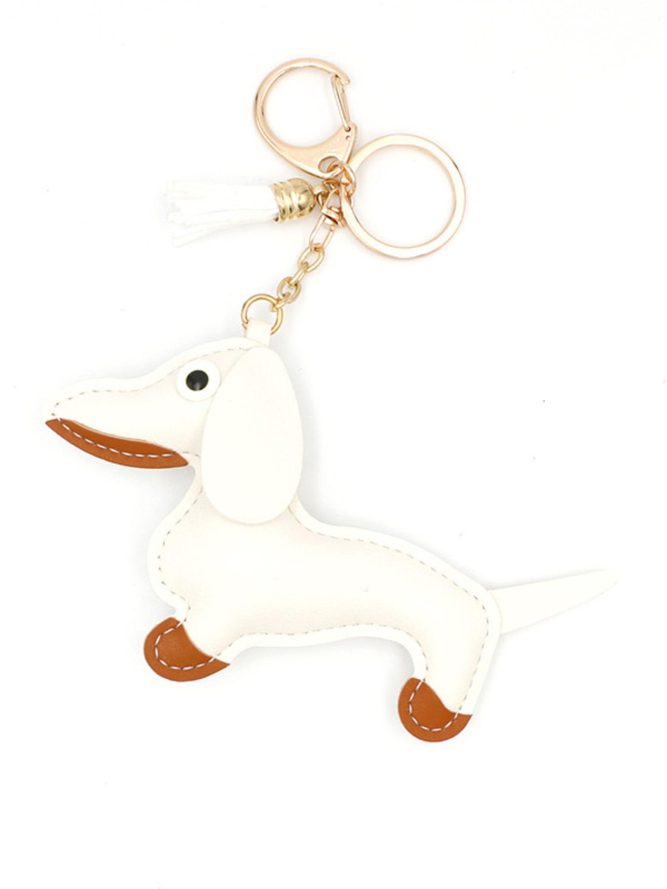 Creative Cute Sausage Dog Faux Leather Keychain, Bag Charm, Car Key Decoration, Adorable Accessory for Bags and Keys