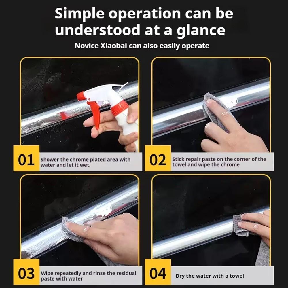 Chrome Repair Paste for Cars, Universal Metal Oxidation Restorer, Polishing Solution for Door Handles, Windows, Bumpers, Professional Results