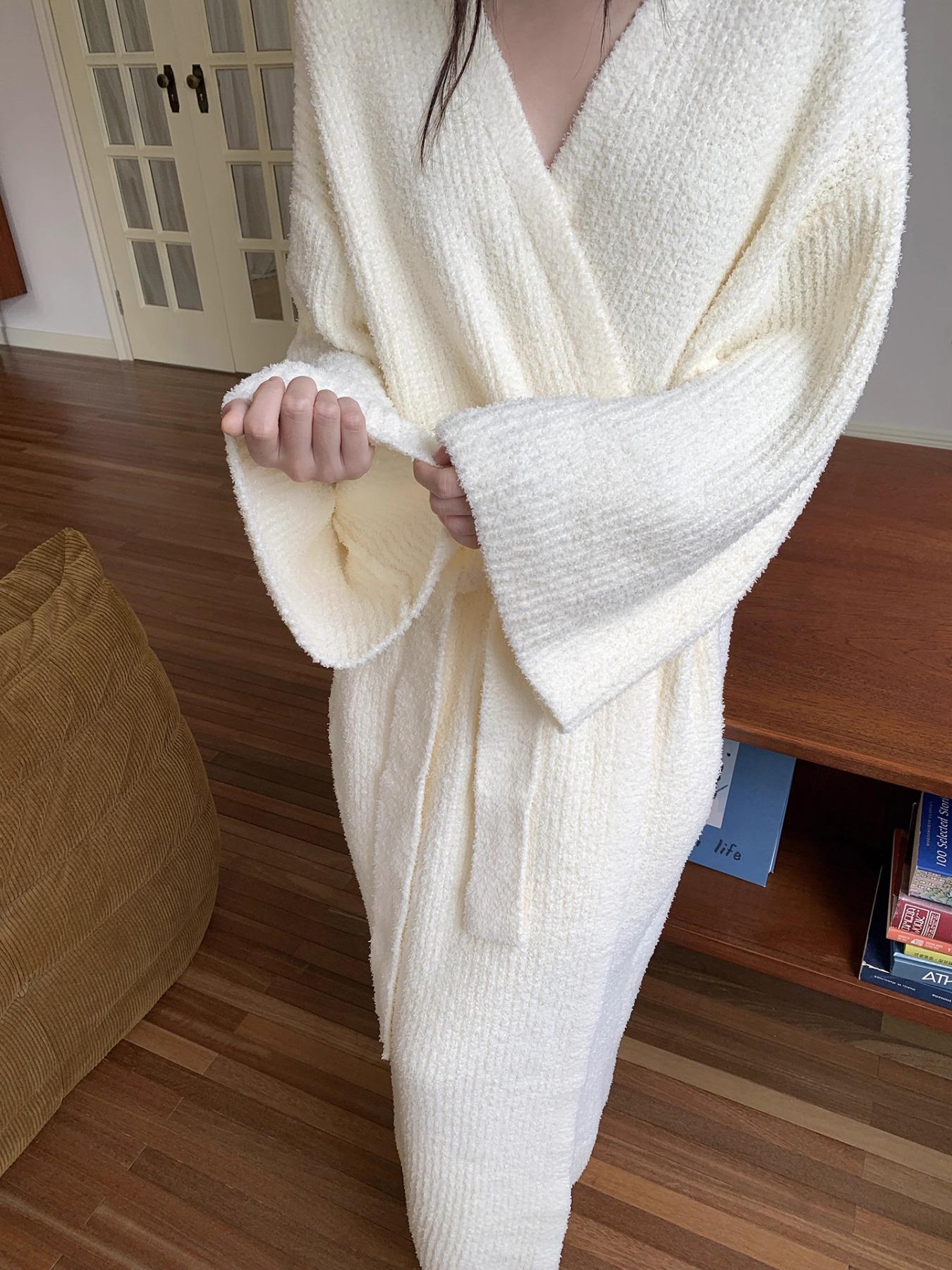 Women'S Double-Sided Plush Robe |       Thickened Long Loungewear |       Warm Flannel Pajamas For Fall & Winter |       Soft, Cozy, And Wearable Indoors
