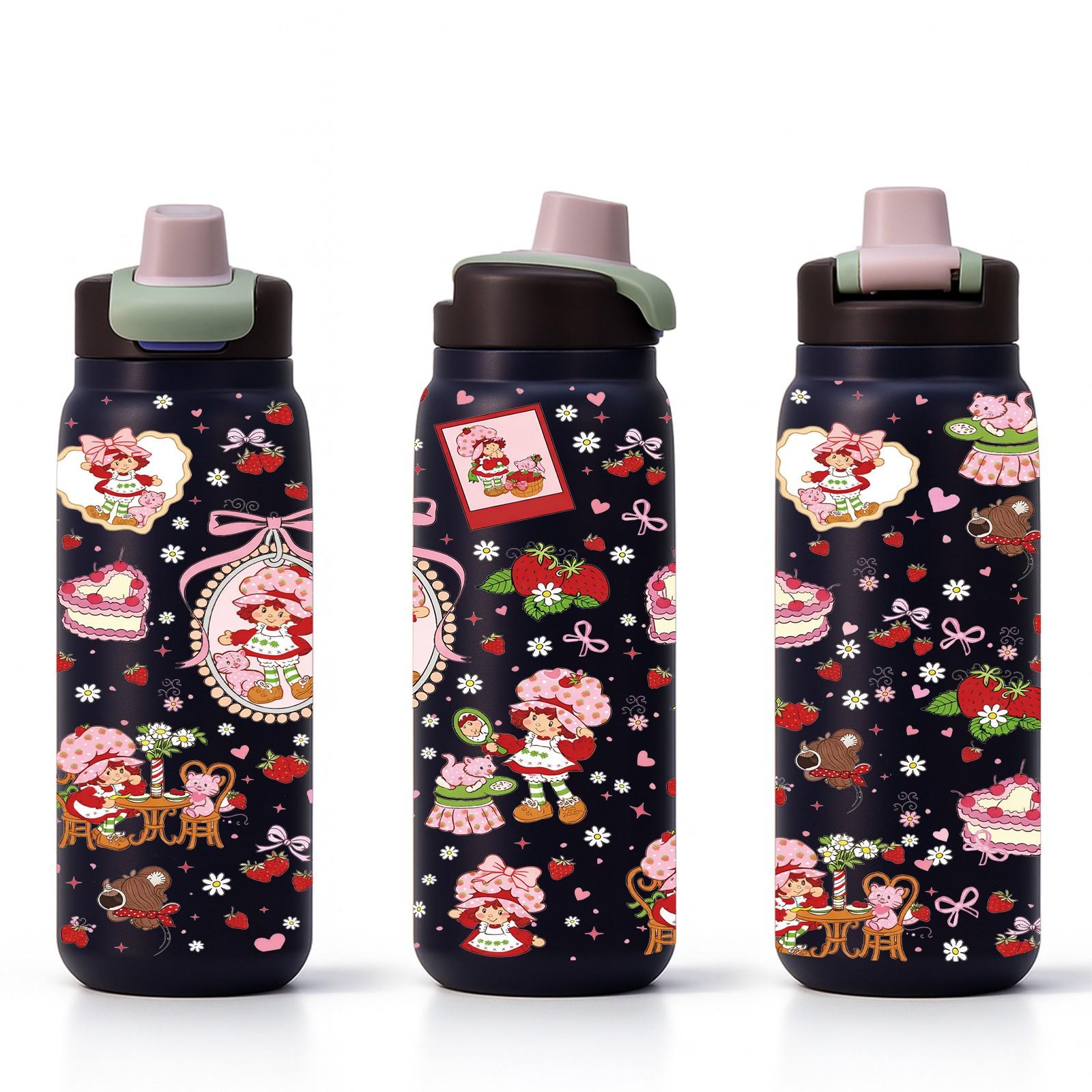 40oz Strawberry Girl Insulated Car Tumbler, Cute Aesthetic Pink Cup with Handle and Straw, Double Wall Stainless Steel Drinkware Vacuum Mug for Hot Cold Drinks, Perfect Valentine’s Day Birthday Gift for Girlfriend Women Girls