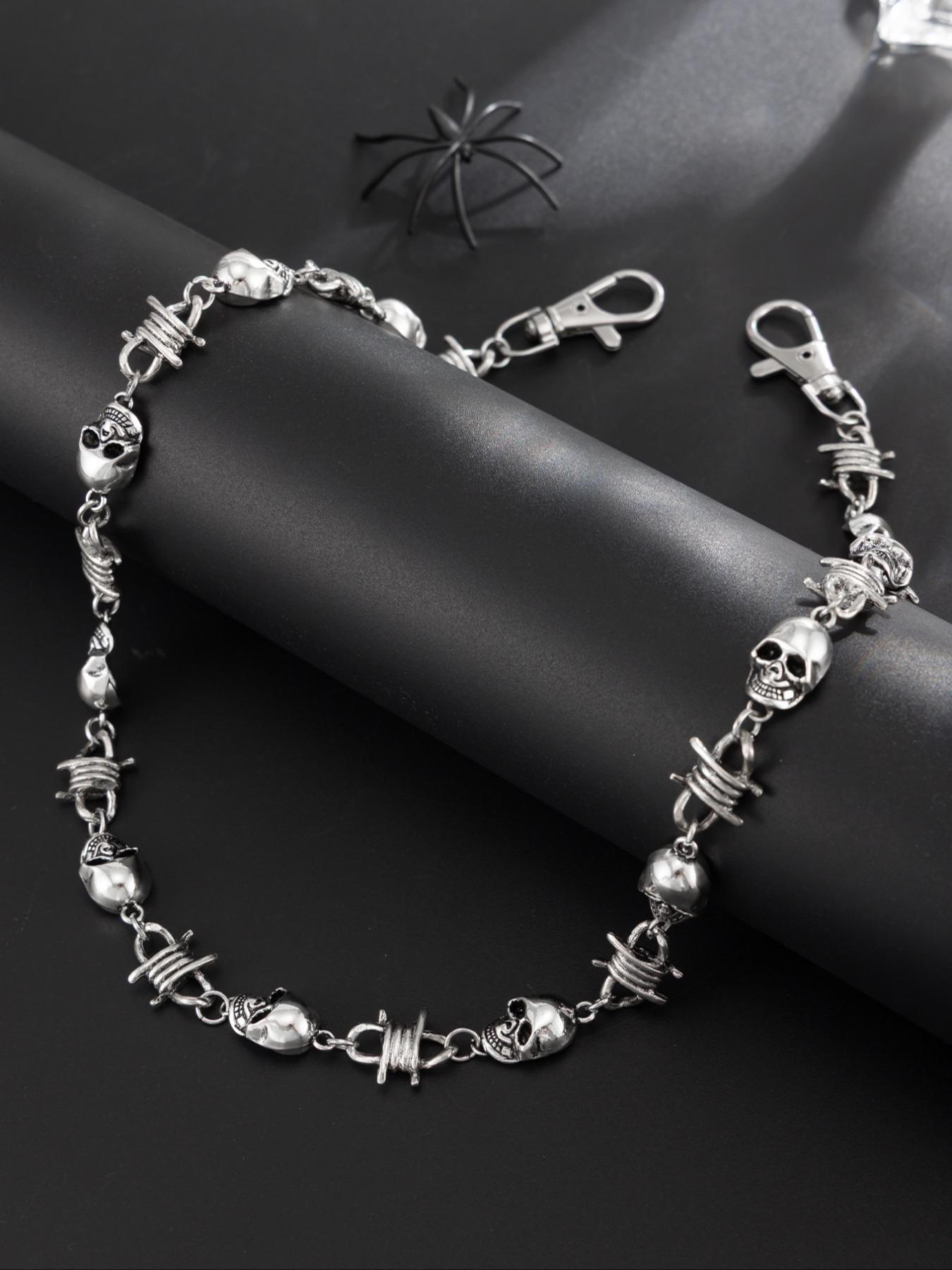 Men's Punk Skull Waist Chain, Metal Body Chain for Pants Decoration, Fashion Jewelry for Music Festivals & Halloween Party Wear, Vintage Body Jewelry