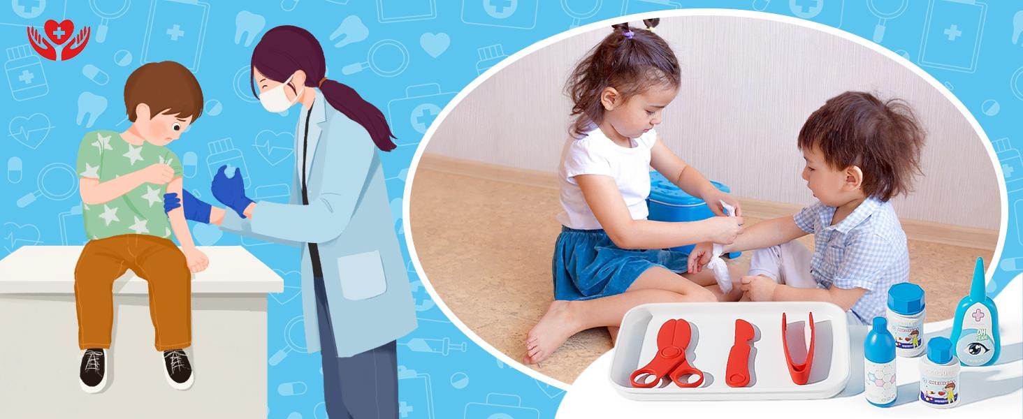 Family Doctor Role Play Toy Set, Pretend Play Set, Suitable for Ages 3+, Home Parent-Child Interaction, Includes Doctor Nurse Clothes & Props, Safe Non-Electric