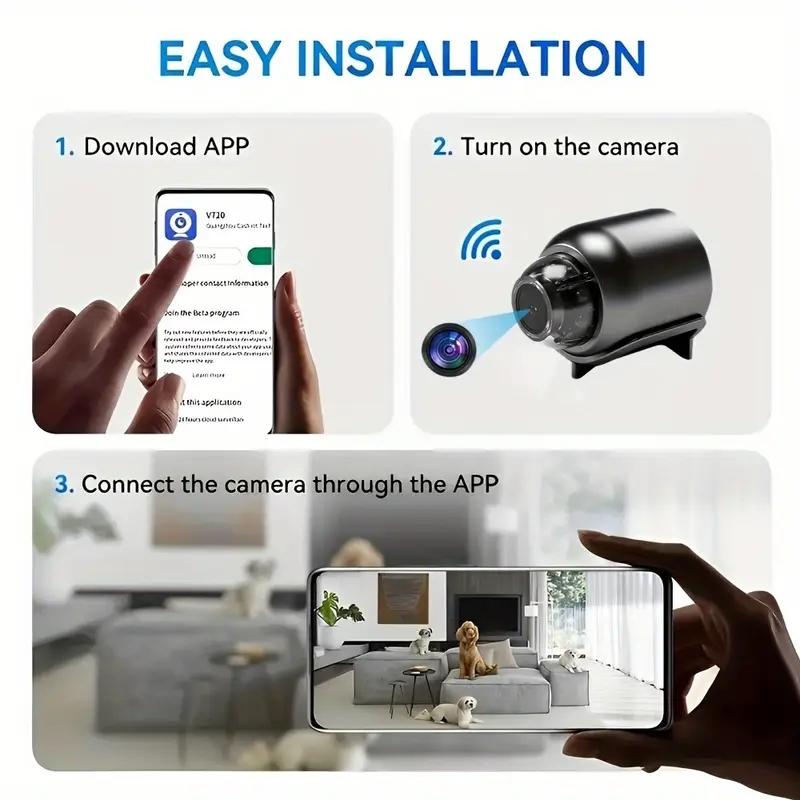 Compact Wireless Hidden Smart Camera, Video Recording, Motion Detection, APP Control, WiFi Security, USB Powered, Outdoor & Indoor Use