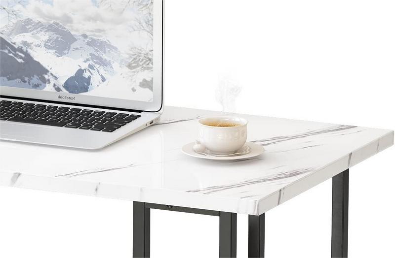 AWQM Marble Coffee Table, Faux Marble Top Rectangular Coffee Table with Black Metal Frame, 2 Tier Living Room Table for Living Room, Office, Balcony, 40 Inch