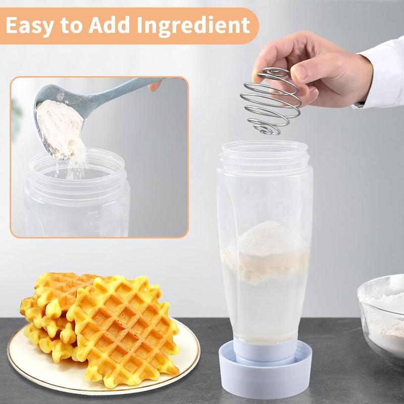 Handheld Batter Dispenser, Batter Mixing Bottle with Scale, Pancake Batter Dispenser, Kitchen Gadgets for Home Use, Utensils,Pancake Batter Dispenser with Blender Balls, Kitchen Batter Squeezer Bottle Suitable for Cupcakes, Pancakes, Muffins Smooth