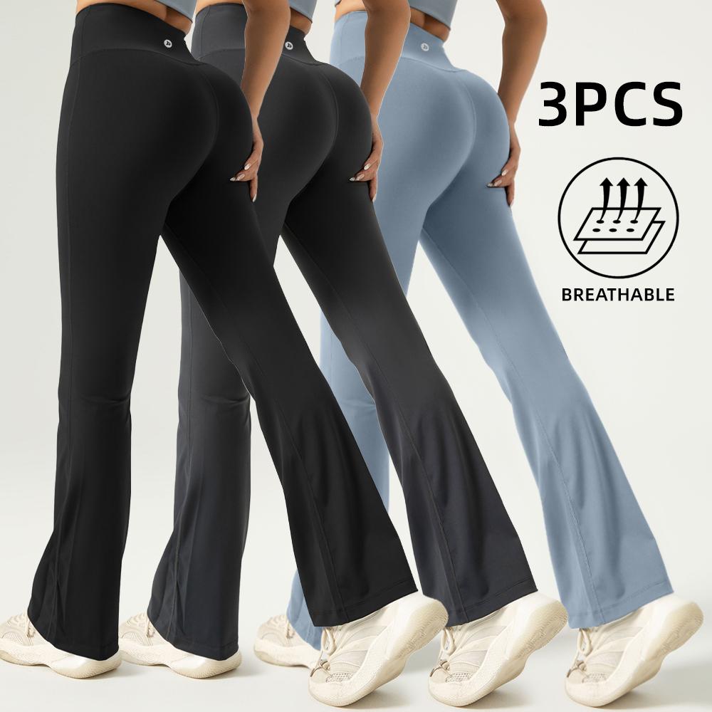 Women's High Waist Solid Compression Flare Leggings,Air-Butter 3.0 Fabric,Tummy Control,Solid Comfy Breathable Wide Waistband Flare Pants for Yoga Gym Workout, High Stretch Yoga Legging,Spring Outfits 2025