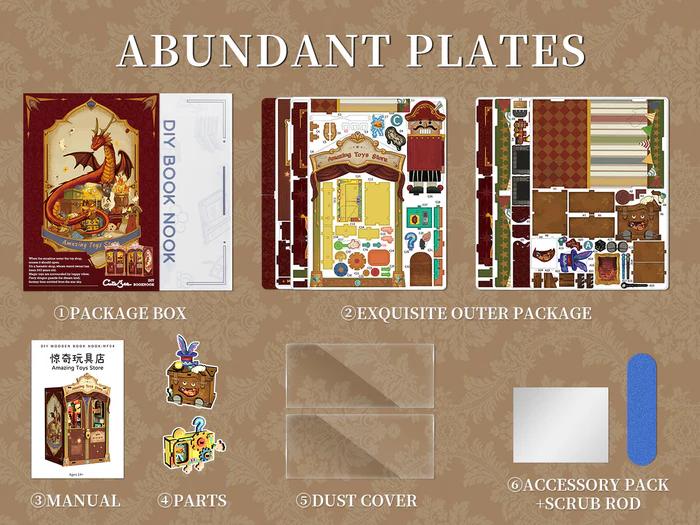 CUTEBEE DIY 3D Book Nook Kit Amazing Toys Store – Miniature Wooden Toy Shop Dollhouse, Handmade Tiny House Bookshelf Decor with LED Light | Holiday, Christmas and Black Friday Gift