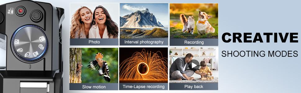 4K Digital Cameras for Photography, 48MP Vlogging Camera for YouTube with WiFi, 180° Flip Screen Compact Camera with Flash