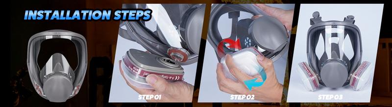 Full Face Respirator Gas Mask 6800 Reusable Military-Grade with 6001 & 2097 Filters for Nuclear Chemical Survival Spray Paint Welding Sanding black l