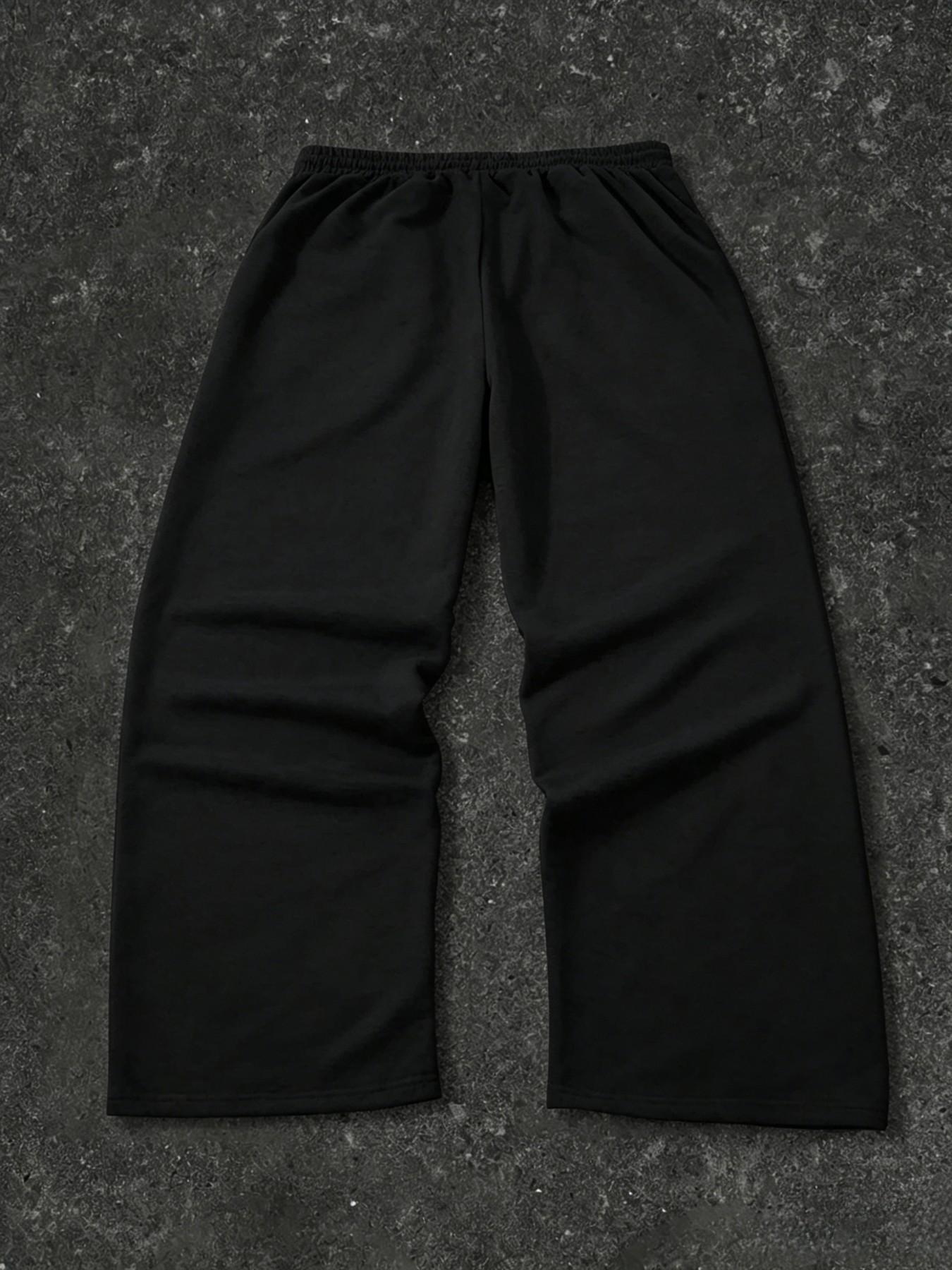 Men's Gothic Cross Print Wide Leg Graphic Sweatpants, American Street Spider Web Text Sports Pants, High Waist Long Trousers for All Seasons, High Waisted Sweatpants