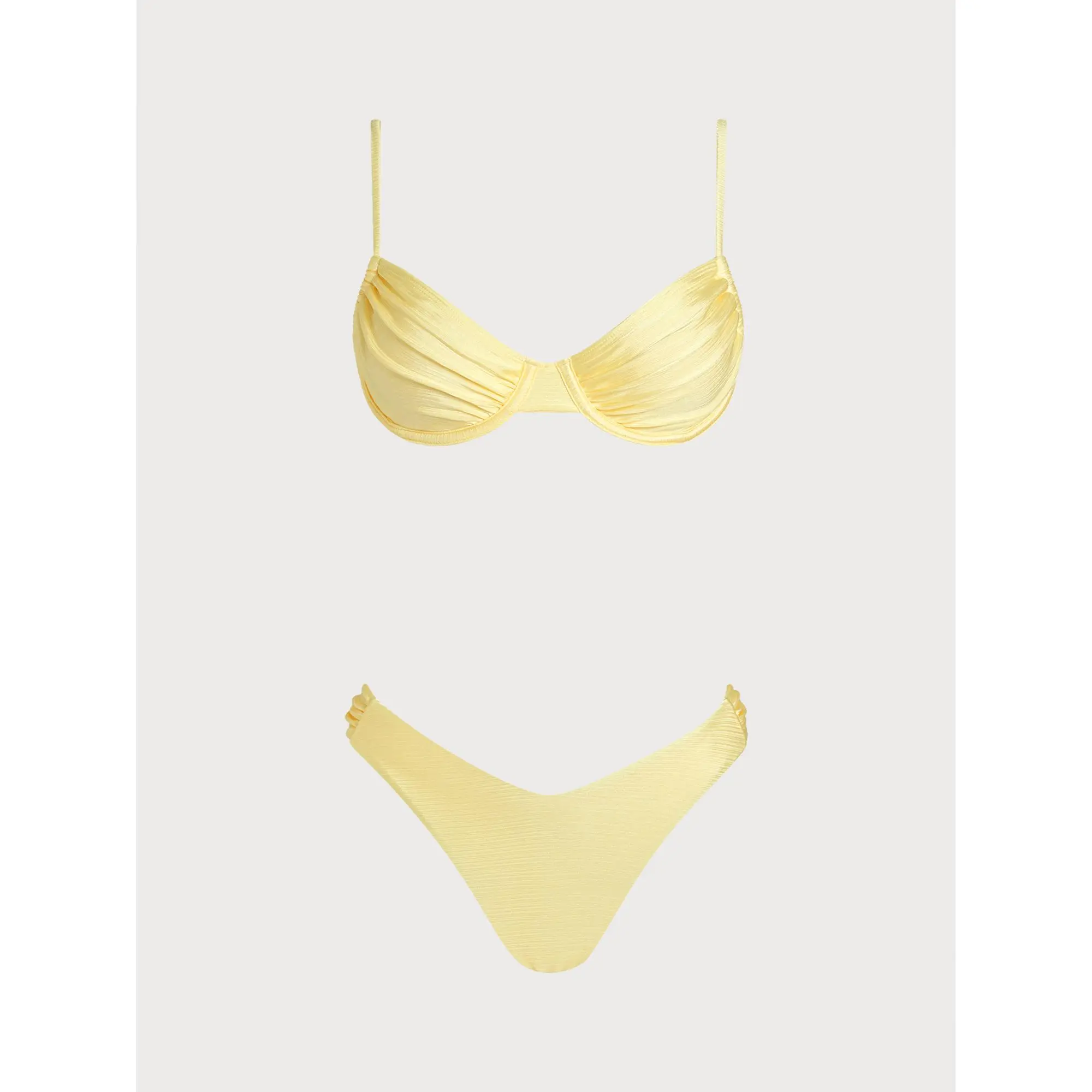 SAMIOL Women's High-Waisted 2-Piece Push-Up Bikini Set - Adjustable Shoulder Straps, Ruched Edge Swimwear for Beach Party, Surfing, Two-Pieces