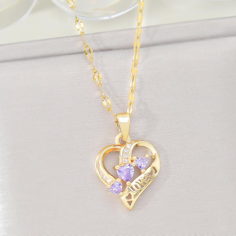 1pc, golden heart necklace, daily, festival, party, men and women three-dimensional zirconia inlaid pendant, personality trend, street daily party necklace birthday gift, girlfriend gift, Mother's Day gift