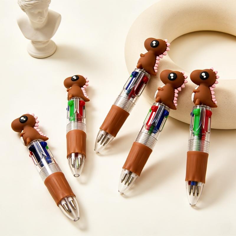 20/30pcs Creative and Cute Brown Little Dinosaur - themed Retractable Four - color Pen. The Dinosaur Series Press - type Gel Pen for Campus Design with Random Colors