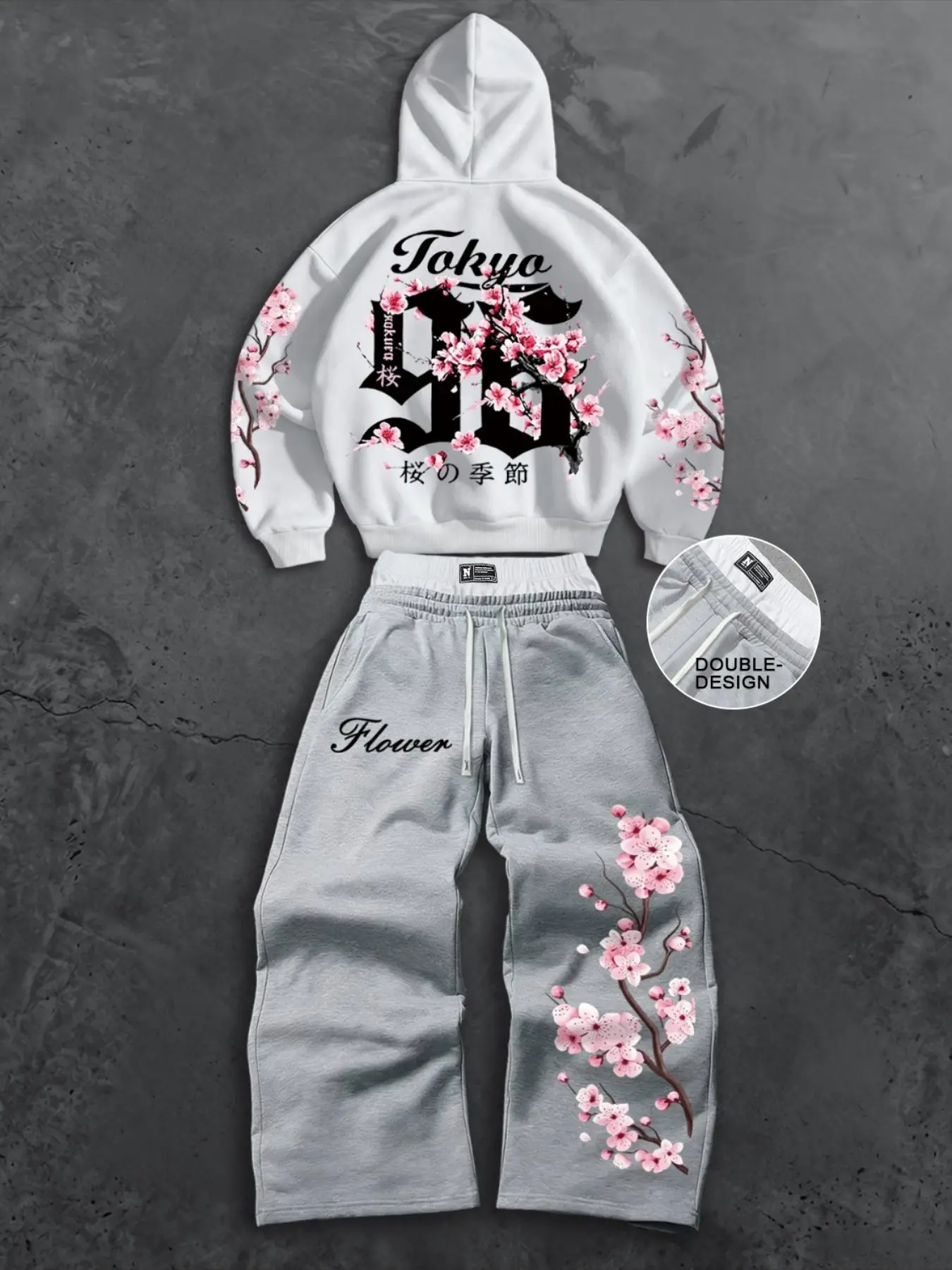 Men's Fall Winter 2-Piece Set, Graphic Hoodie with Drawstring Waist, Loose-Fit Sports Pants, Relaxed Fit, Casual Daily Wear, Comfortable and Stylish