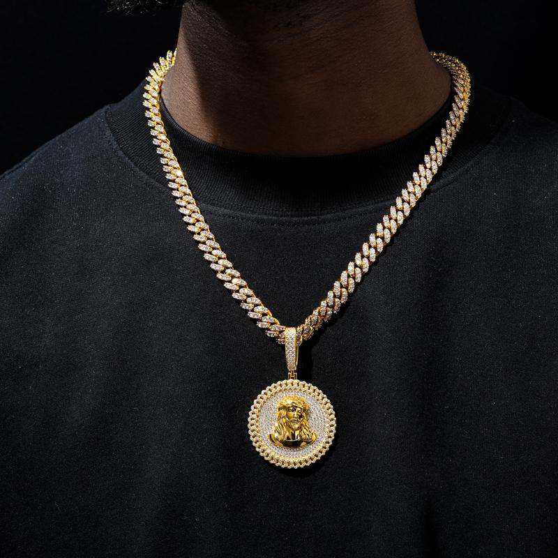 【#P524】UCCIYO S925 Sterling Silver Synthetic Moissanite Pendant Necklace for Women Men Hip Hop Jewelry Gift