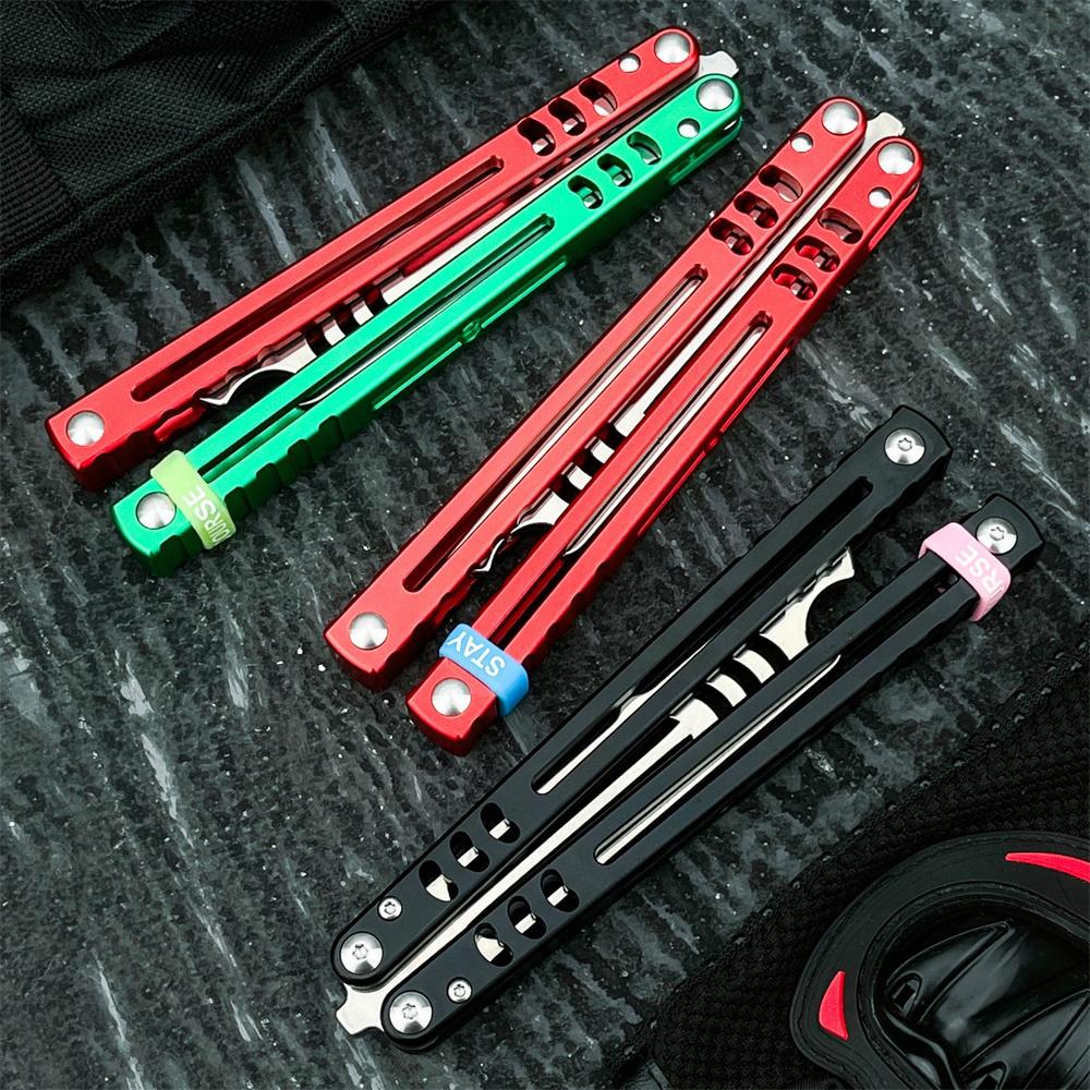 Ultra-lightweight, unsharpened training knife; features a 440C blade and an aluminum alloy handle; includes a bottle opener; safe to use and won’t cut your hands; ideal for both beginners practicing and enthusiasts looking for a collectible piece