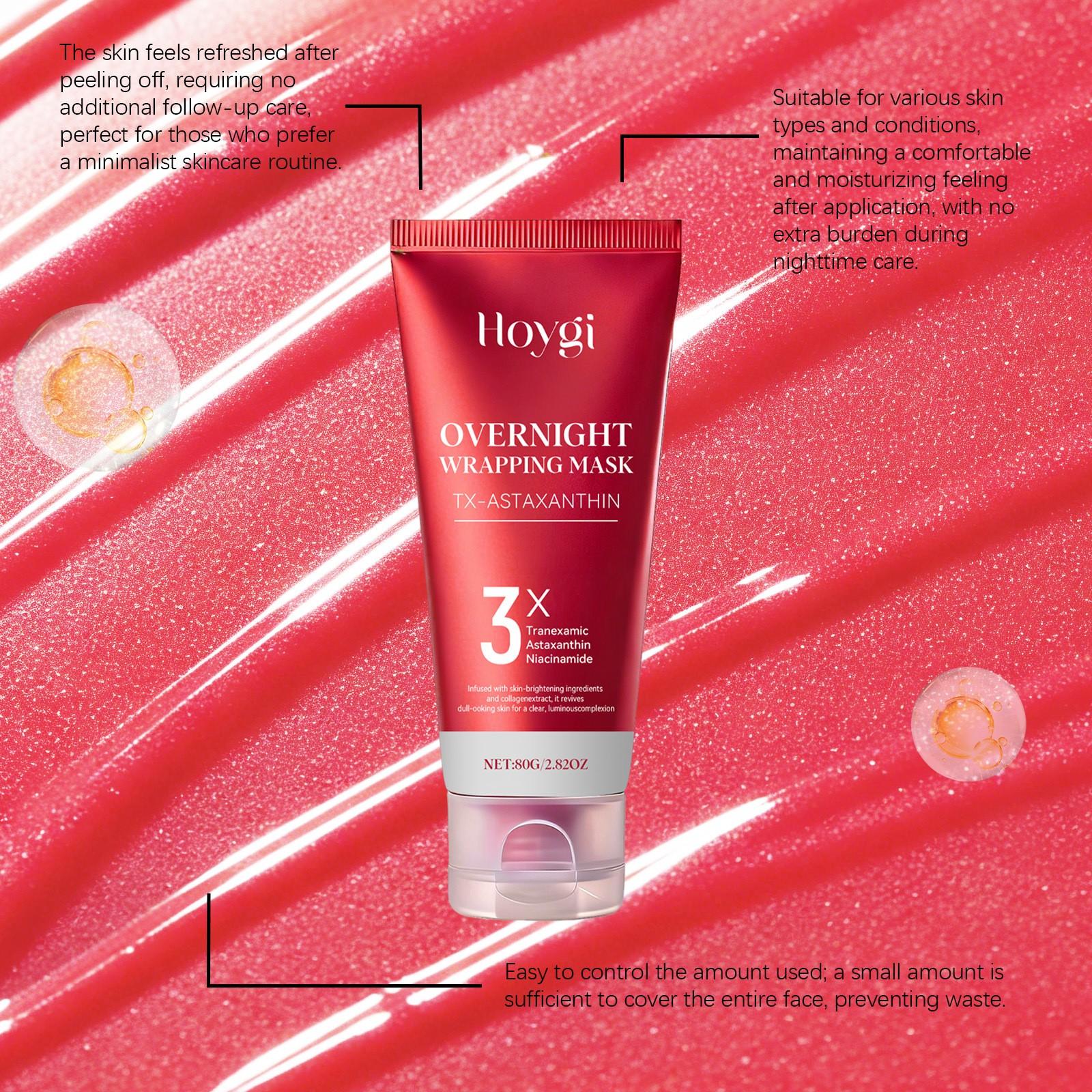 Hoygi Astaxanthin Peel off Mask (80g), Moisturizing Hydrating Face Mask, Daily Night Use, Nourishes and Refreshes Skin