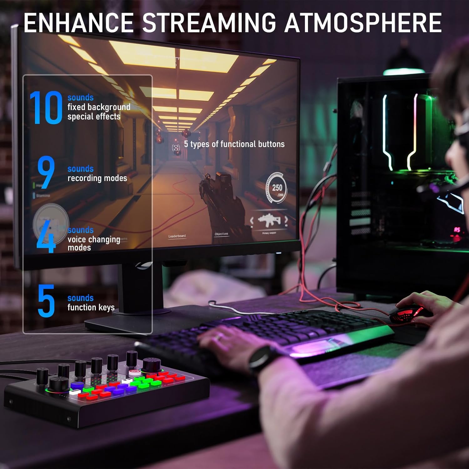 Professional Podcast Equipment Set BT Connection Bm-800 Microphone Kit Dj Sound Control Mixer Live Audio Mixer for Phone Computer Laptop Live Streaming Music Singing