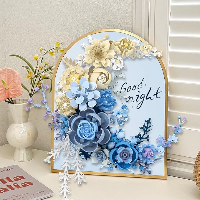 Moon Flower Brand Faux Roses Bouquet Artificial Rose Bouquet Crescent-Shaped Botanical Collection for Adults Kids Unique Décor Table Wall Decoration Home Decor Great Gift for Her Him