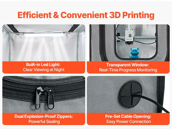 VEVOR 3D Printer Enclosure with Ventilation, Dustproof Waterproof Oxford Cloth Resin 3D Printer Tent, Constant Temperature Protective Case with LED, Compatible with Photon Mono/Mars 3, FDM/LCD Printer VEVOR 3D Printer Enclosure with Ventilation, Dustproof Waterproof Oxford Cloth Resin 3D Printer Tent, Constant Temperature Protective Case with LED, Compatible with Photon Mono/Mars 3, FDM/LCD Printer