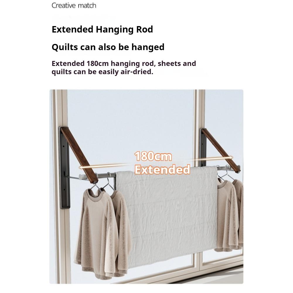 Wall-Mounted Clothes Rack, Space Aluminum Material, Foldable Design, Indoor Balcony Use, Invisible Bedding Hanger, Window Hanging Hook, Garment Rack, Wall Drying Rack